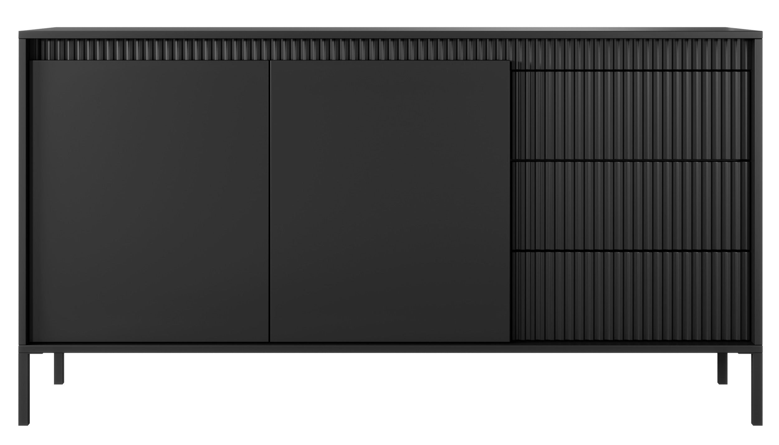 selsey-falsetto-kommode-154-cm-zweit-rig-mit-3-schubladen-gerillt-schwarz image 5