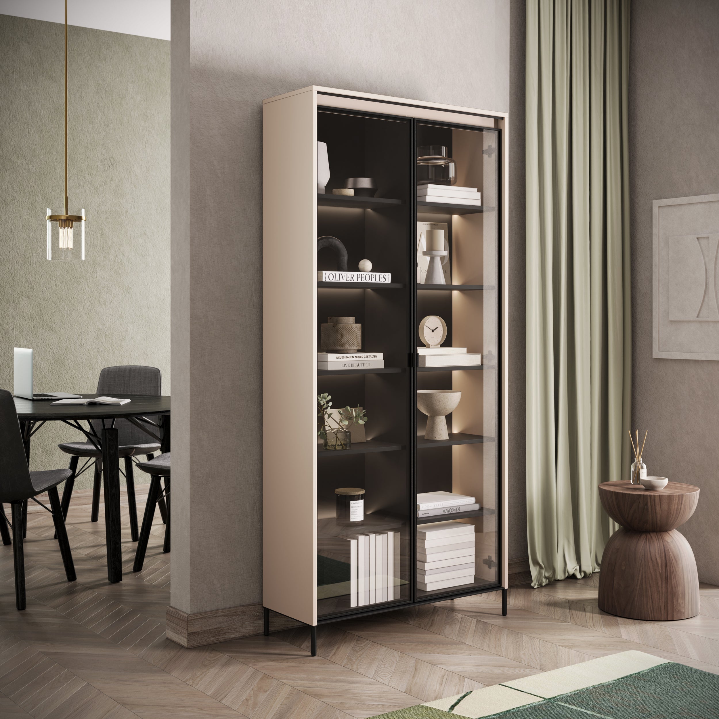 selsey-trend-zweifl-geliger-schrank-92-cm-mit-led-beige image 2