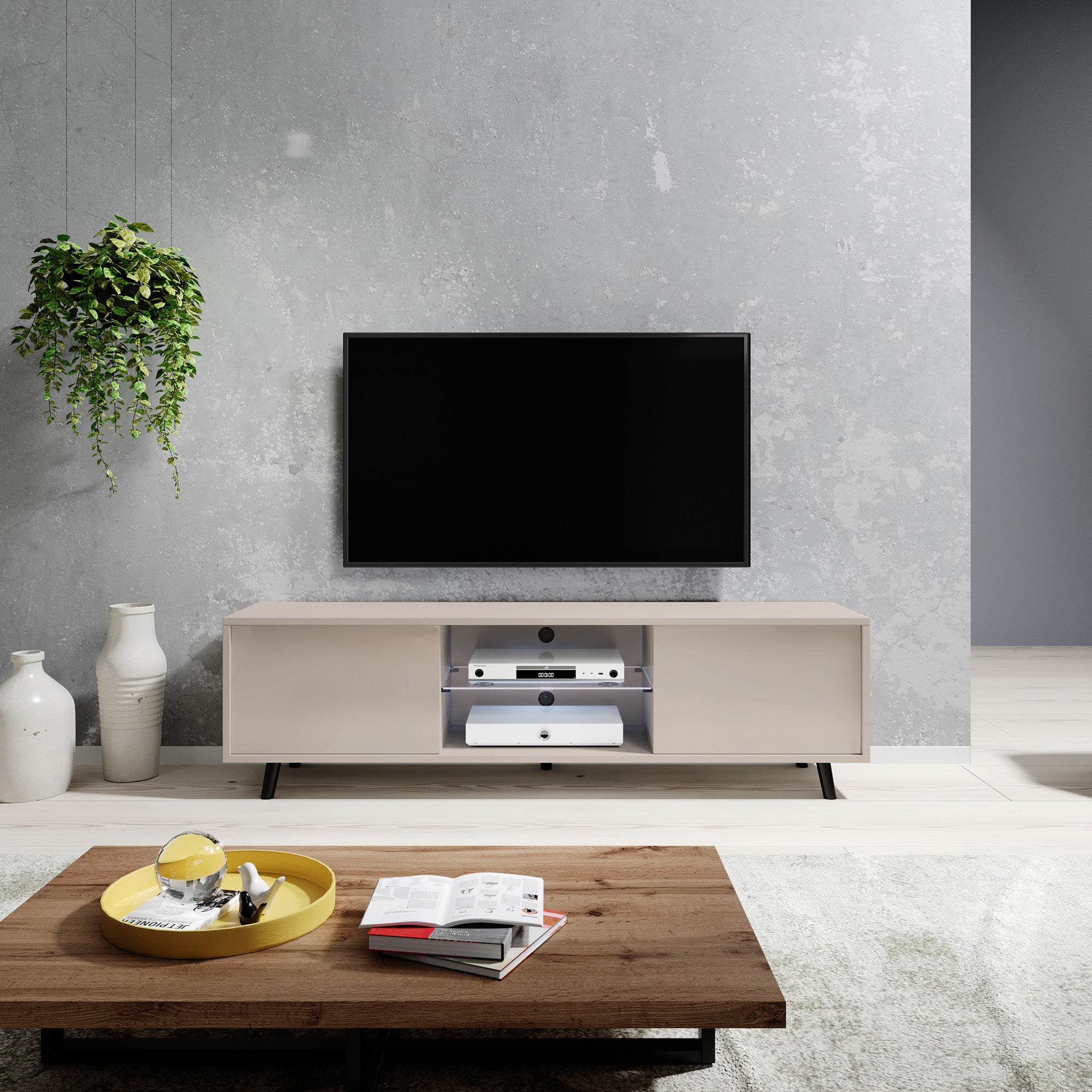 selsey-lefyr-tv-schrank-140-cm-grau-beige-mit-led image 2
