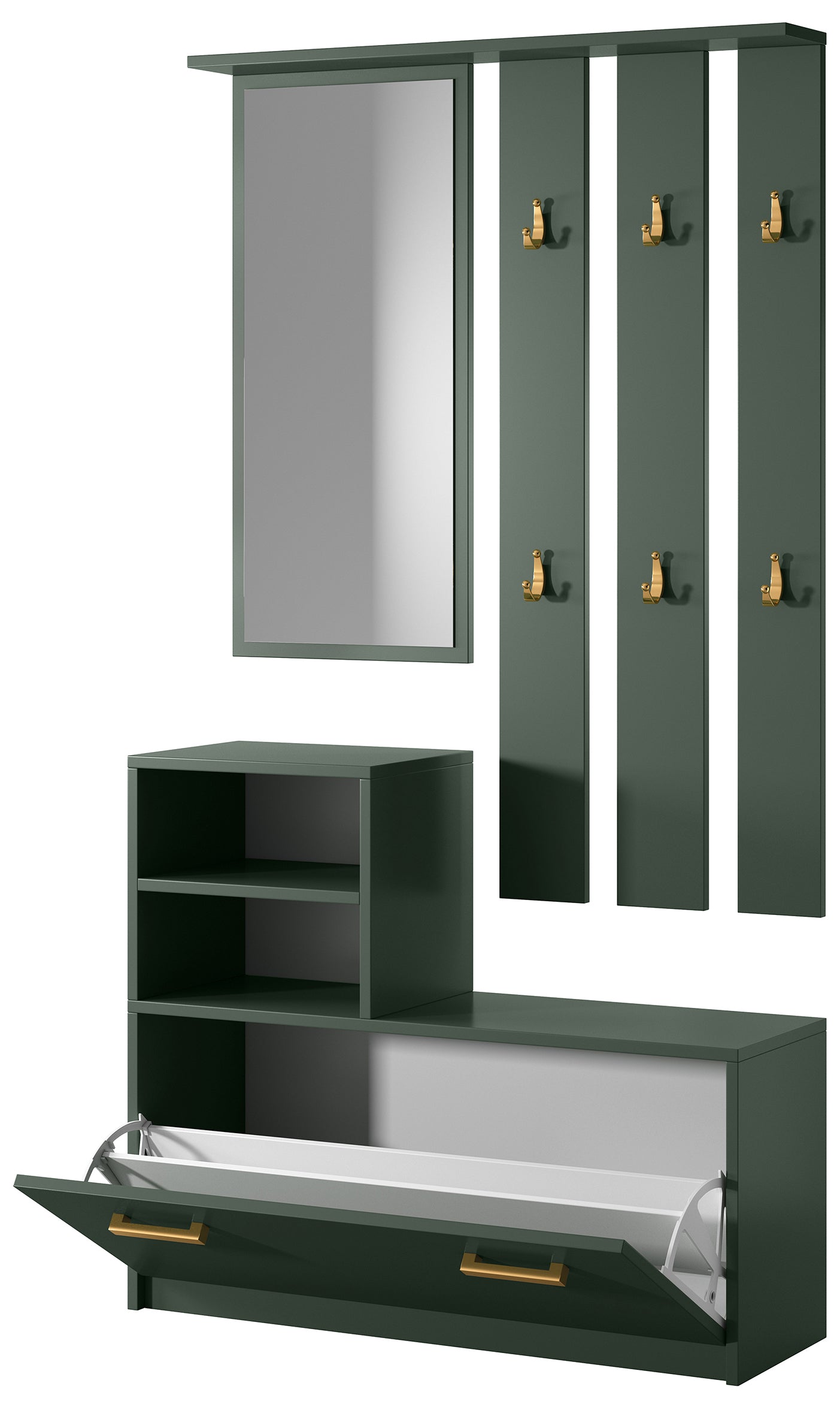 selsey-yesfir-garderobenset-flaschengr-n-mit-spiegel-schuhschrank image 5
