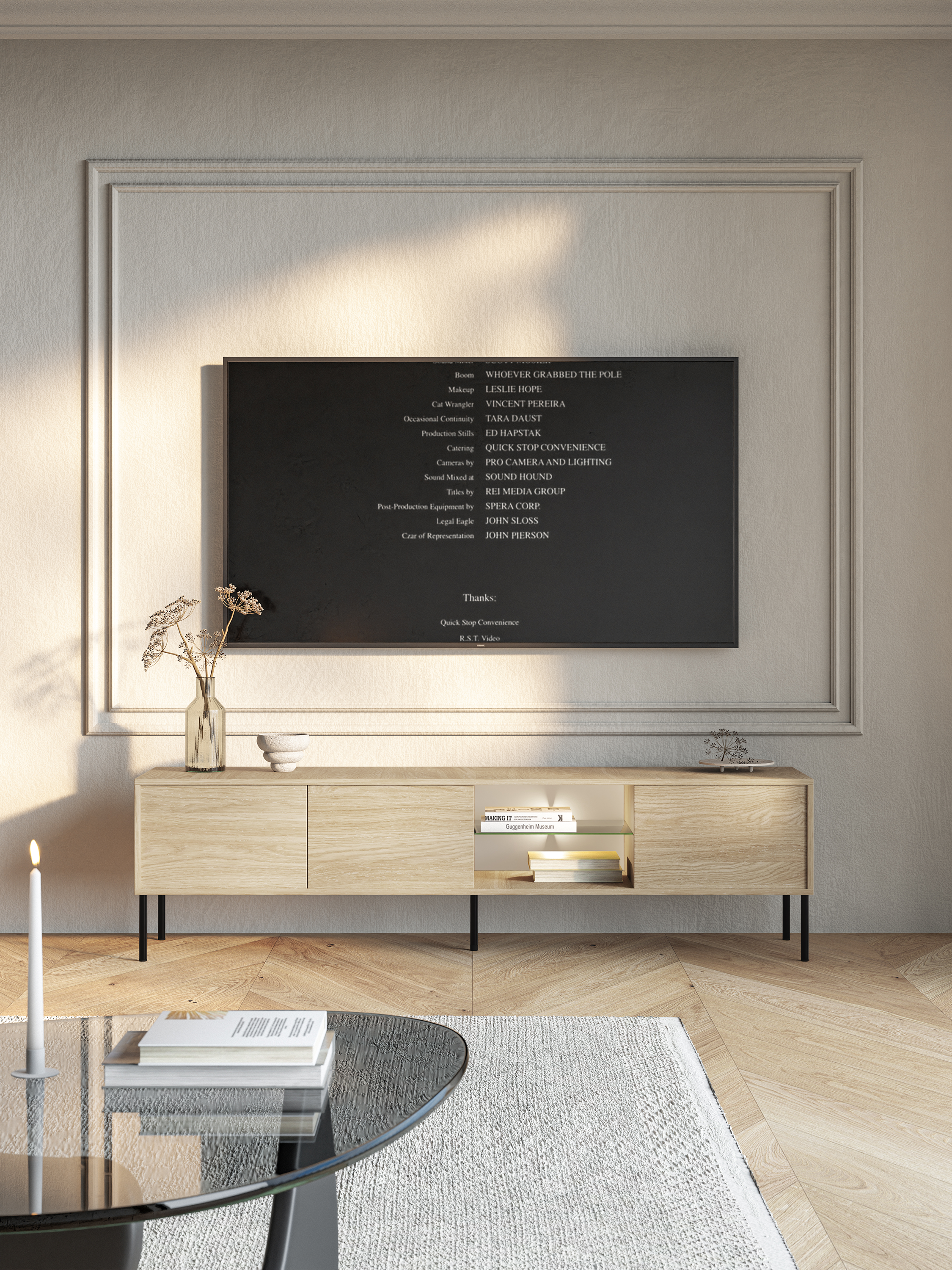 selsey-modity-tv-schrank-175-cm-eiche-schwarze-beine-mit-glas-und-led image 4