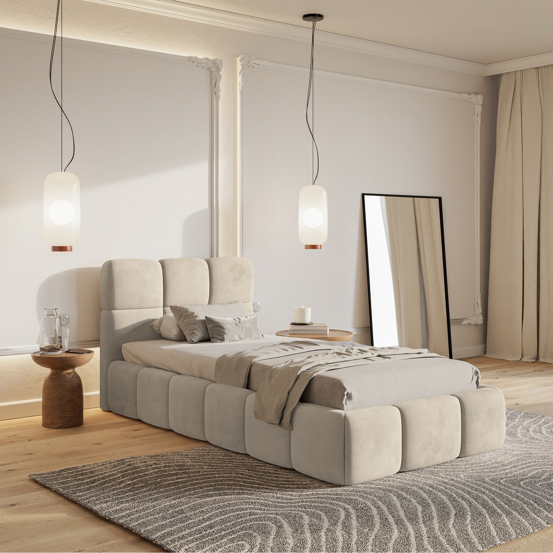 selsey-cloudy-polsterbett-90x200-cm-hellbeige-velours-wasserabweisend-pflegeleic image 2