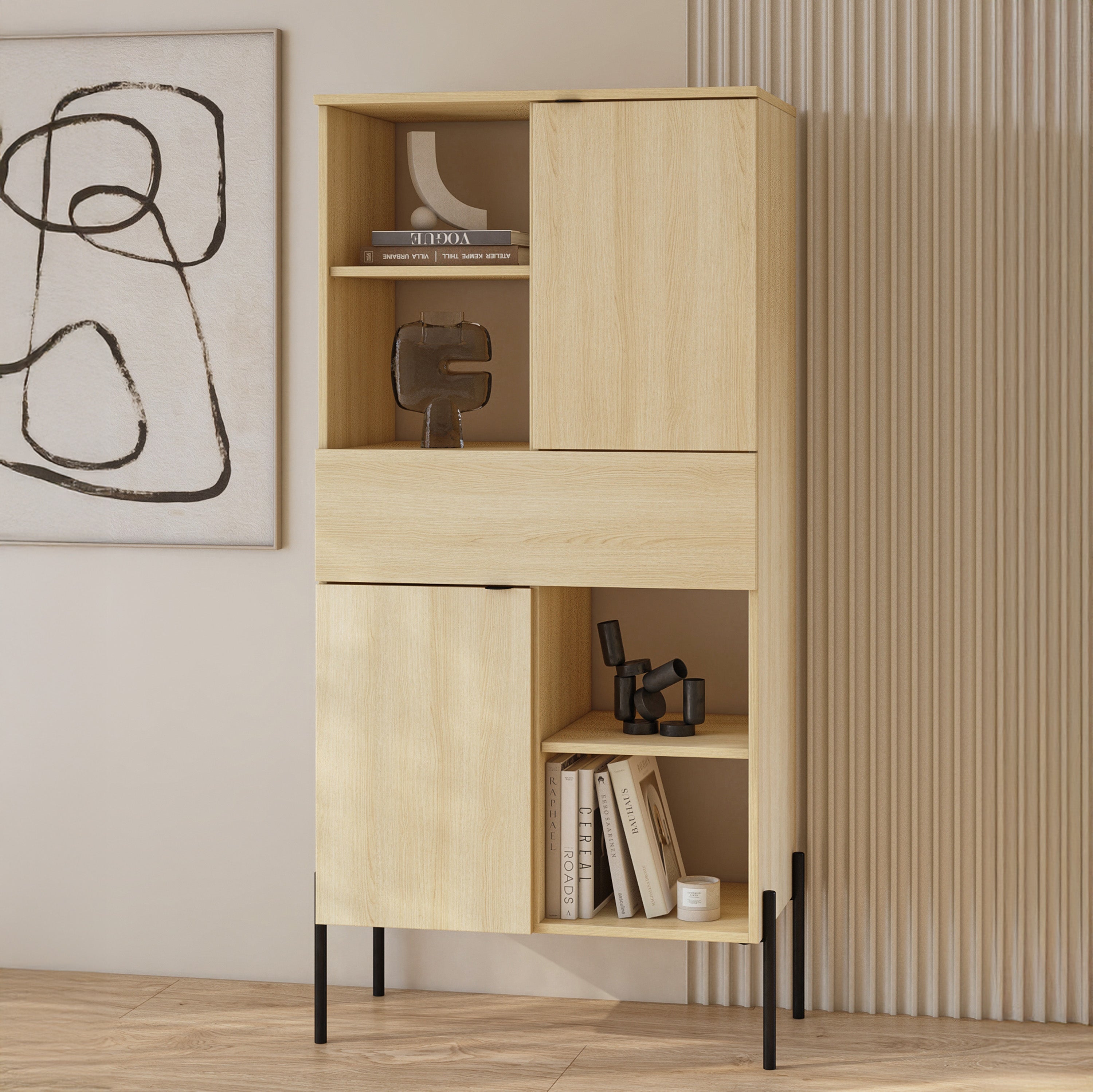 selsey-ore-zweit-riges-regal-70-cm-mit-schublade-lindberg-eiche image 2