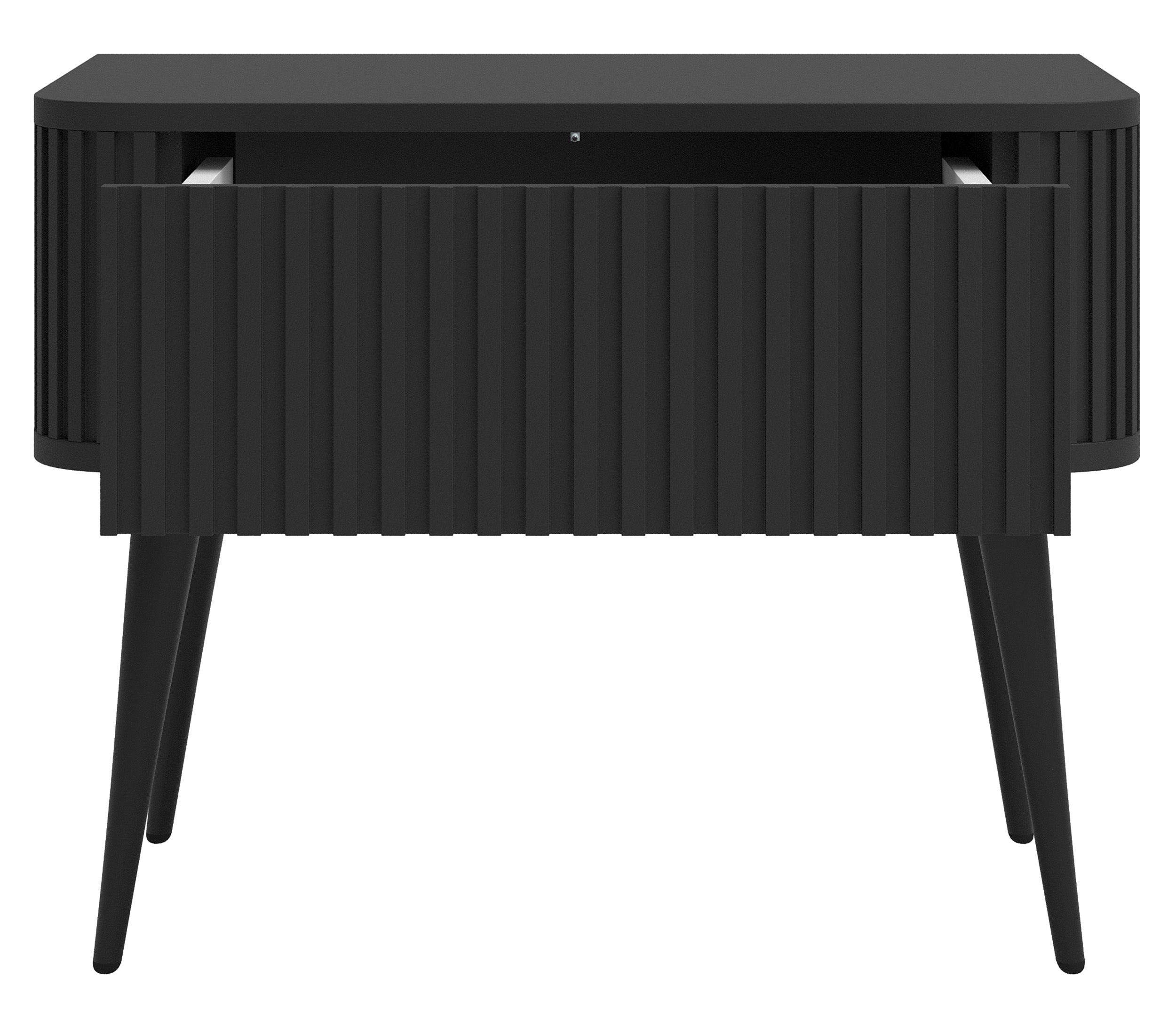 selsey-ovarlo-nachttisch-63-cm-mit-rillen-und-schublade-schwarz-mit-schwarzen-be image 3