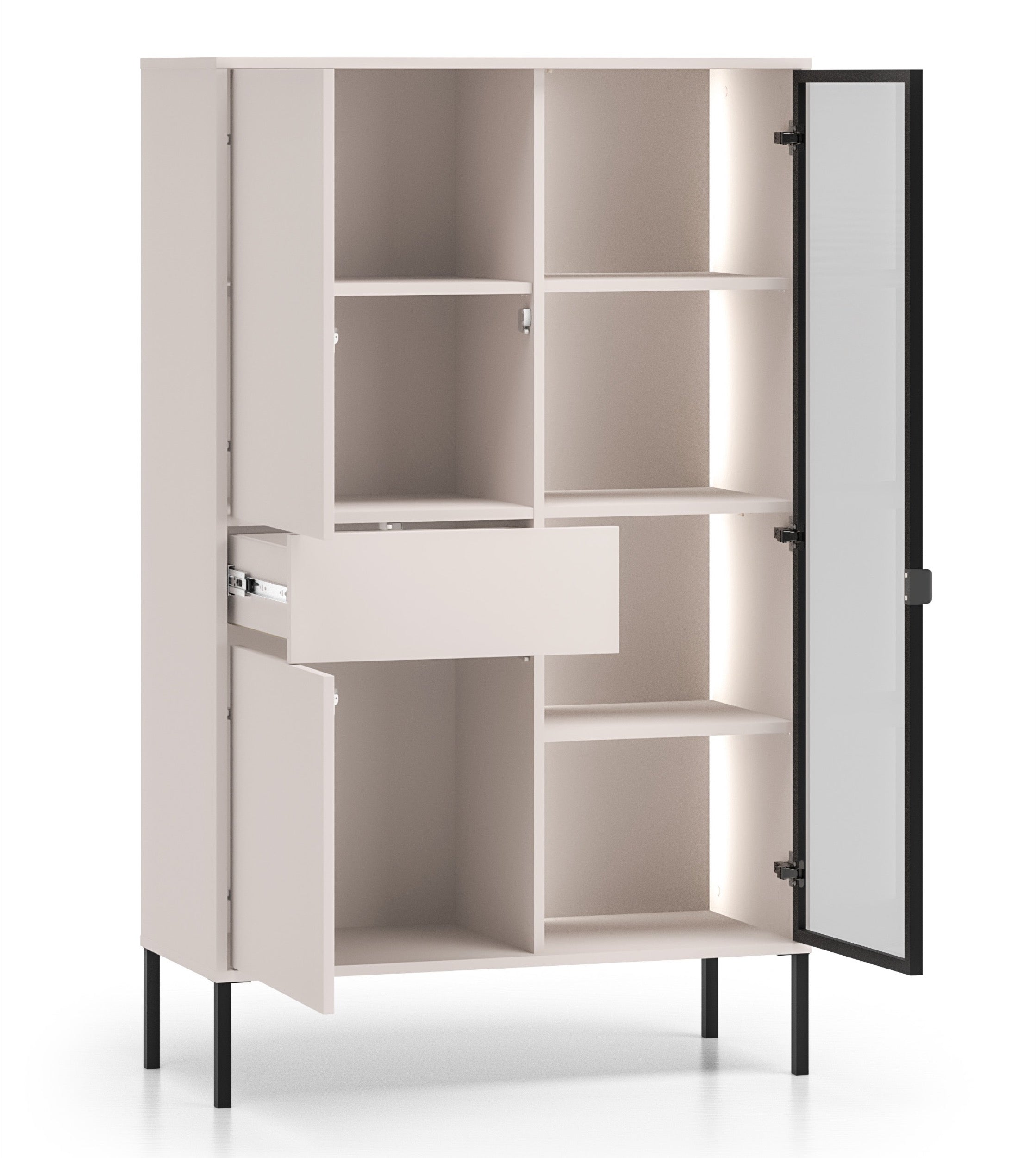 selsey-barnee-dreht-r-vitrine-92-cm-kaschmir-mit-schublade-und-beleuchtung image 3