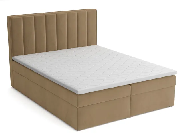 selsey-rinus-kontinentalbett-140x200-cm-mit-stauraum-und-topper-beiger-samt image 1