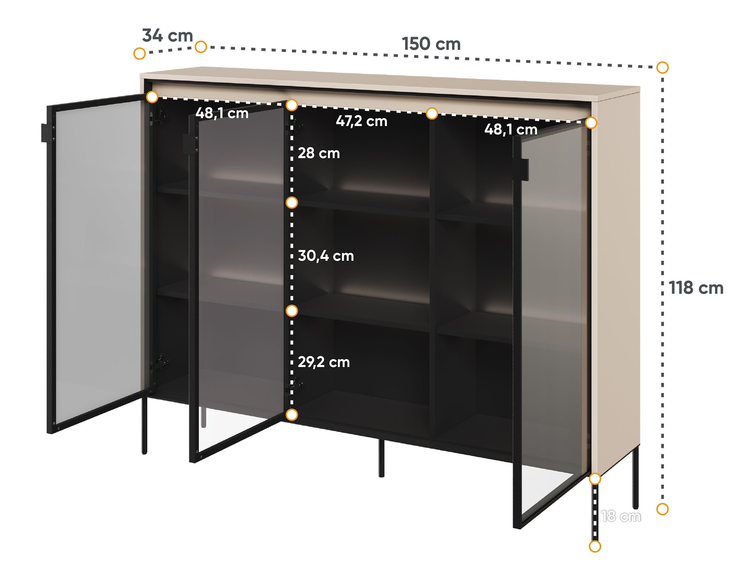selsey-trend-dreht-renschrank-150-cm-mit-led-beige image 4