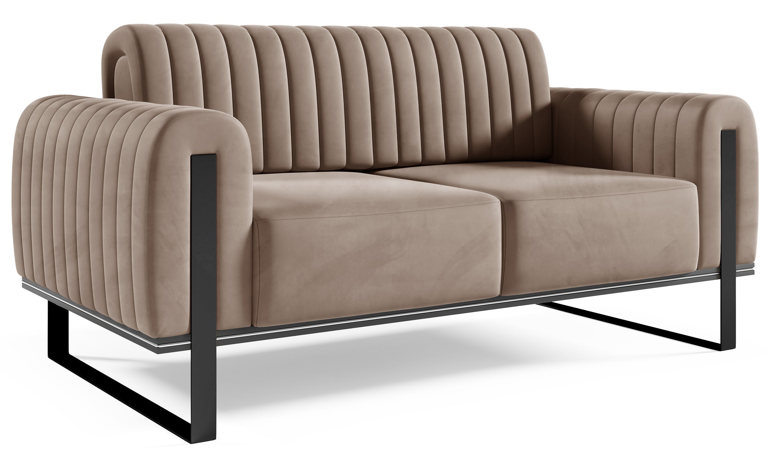 selsey-parissa-zweisitziges-sofa-beige-velours-schwarze-beine image 4