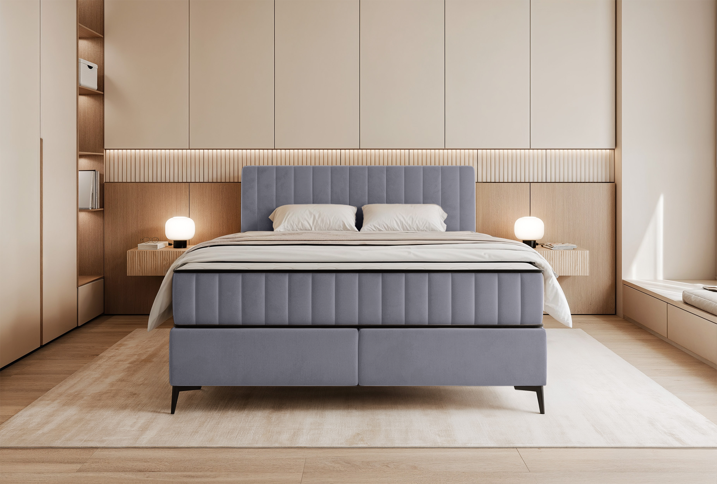 selsey-mufasso-kontinentales-bett-160x200-cm-mit-stauraum-hellgrau-velours image 3