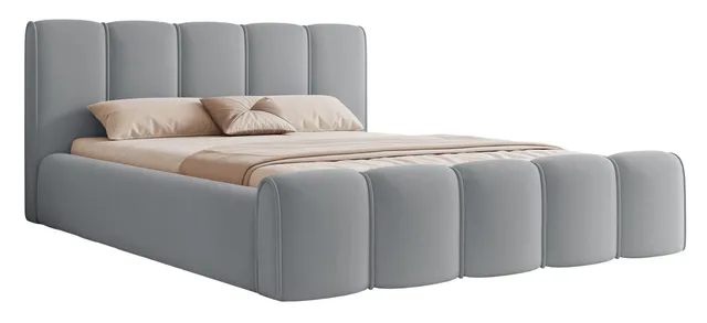 selsey-moenne-gepolstertes-bett-160x200-cm-mit-stauraum-grauer-hydrophober-samt- image 1