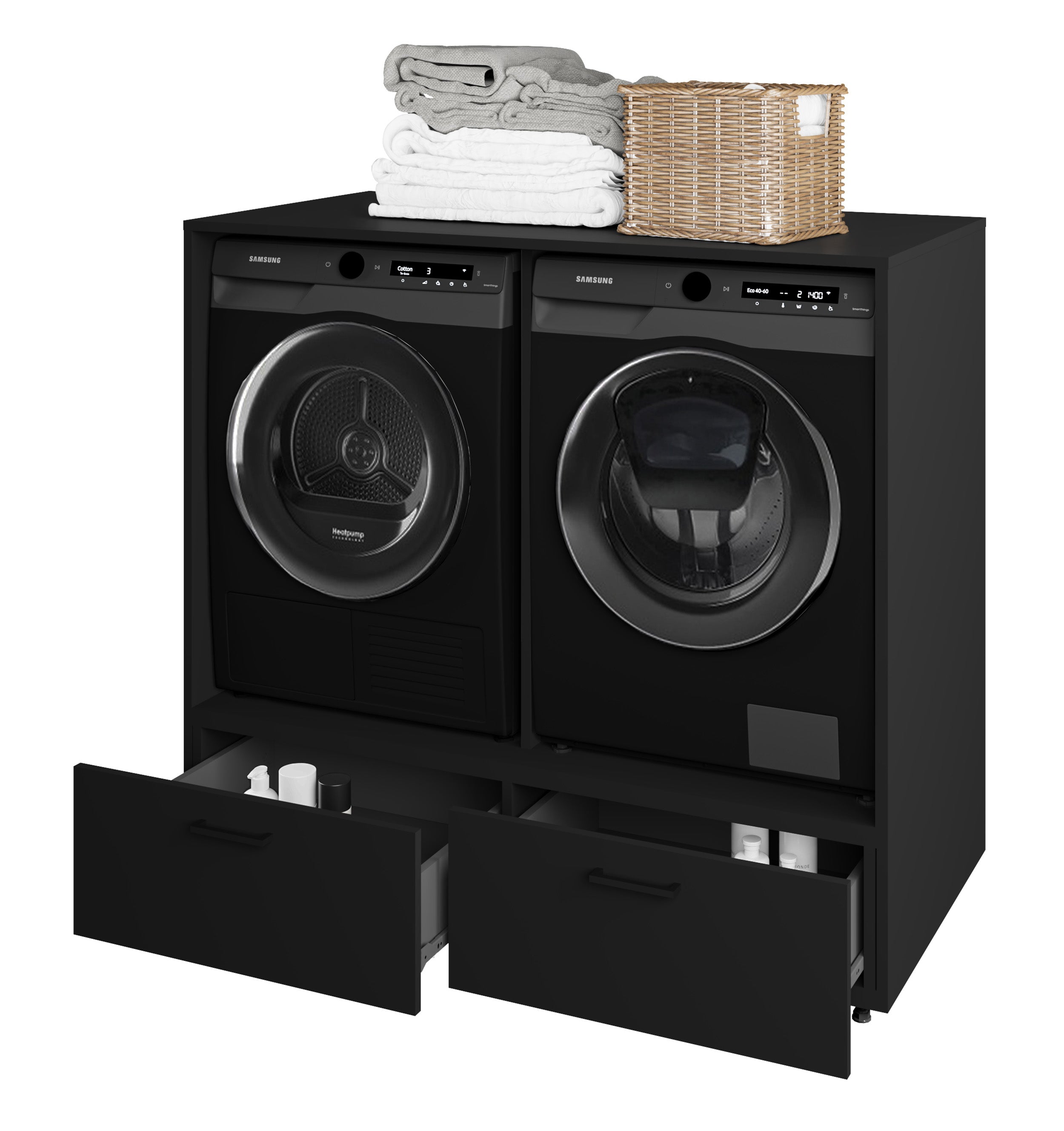 selsey-rosa-schrank-f-r-waschmaschine-und-trockner-mit-2-schubladen-schwarz-onyx image 6