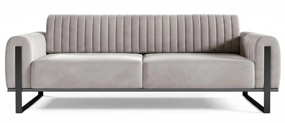 selsey-parissa-dreisitziges-sofa-hellgrauer-samt-schwarze-beine image 1