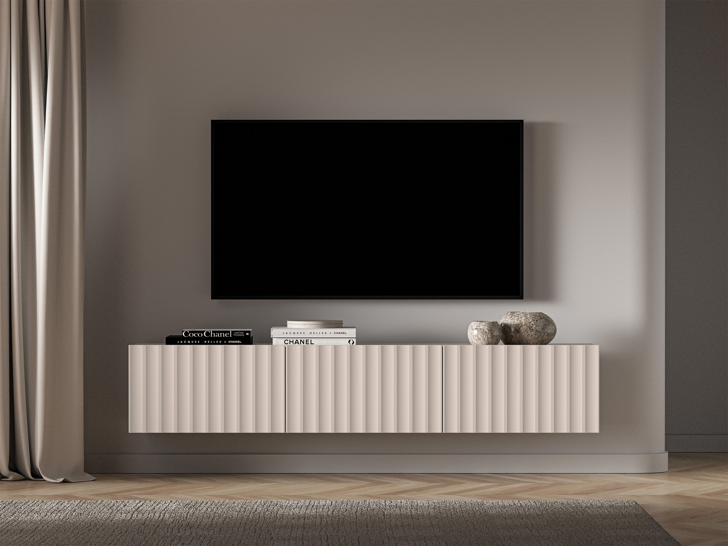 selsey-derriva-h-ngender-tv-schrank-170-cm-kaschmir-mit-geriffelten-fronten image 2
