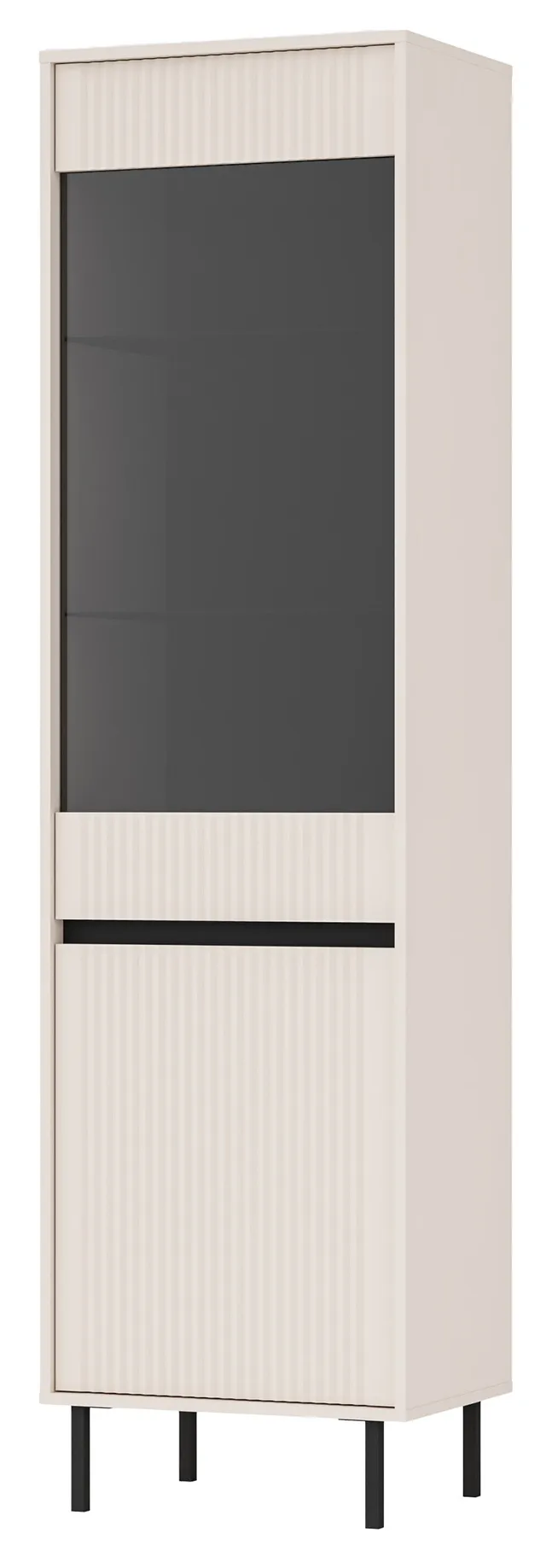 selsey-osaka-zweif-geliger-schrank-56-cm-sandbeige-rillenfront-schwarze-beine image 1