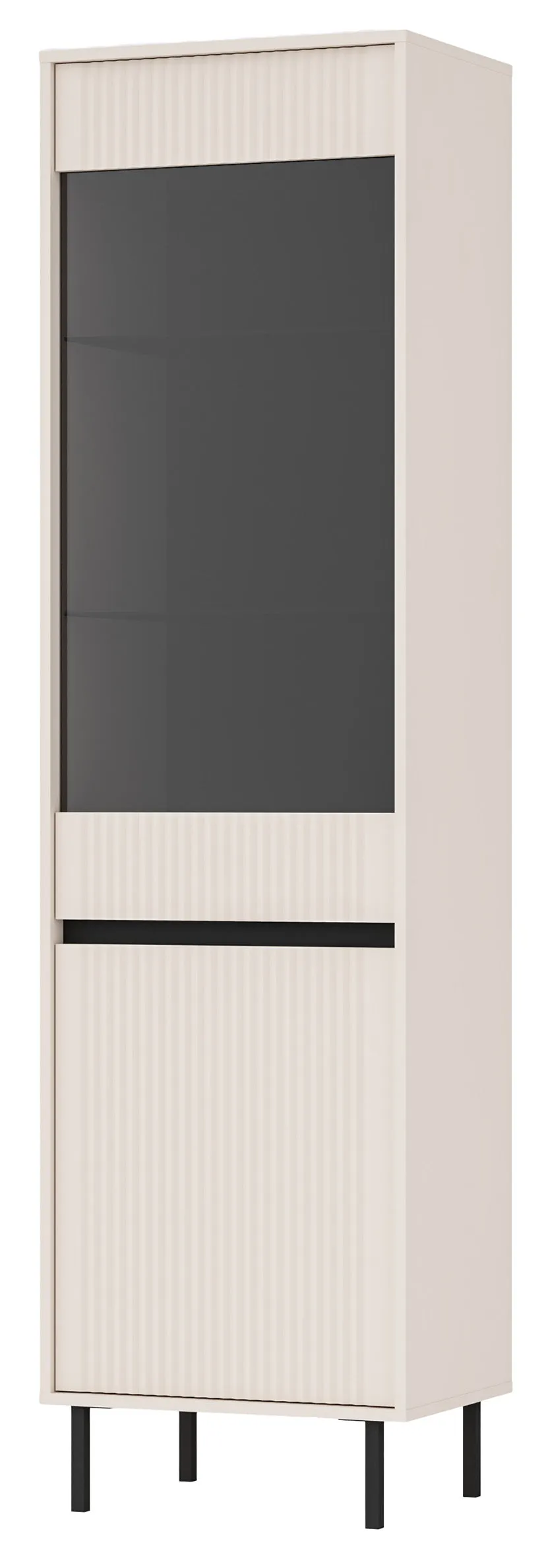 selsey-osaka-zweif-geliger-schrank-56-cm-sandbeige-rillenfront-schwarze-beine image 1