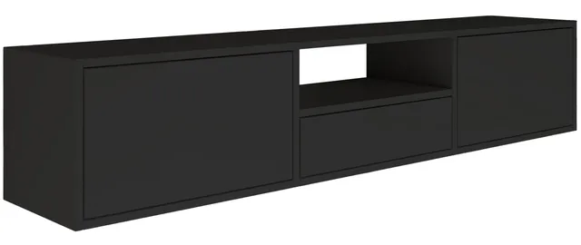 selsey-framme-h-ngender-tv-schrank-150-cm-mit-3-klappen-schwarz-matt image 1