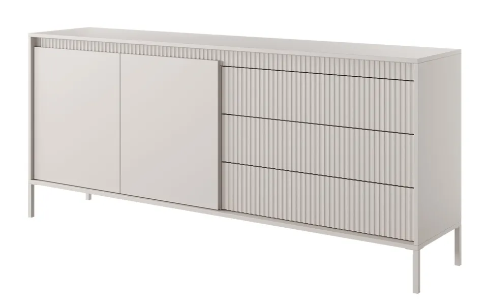 selsey-falsetto-zweit-rige-kommode-187-cm-beige-mit-gerillten-fronten-und-drei-s image 1