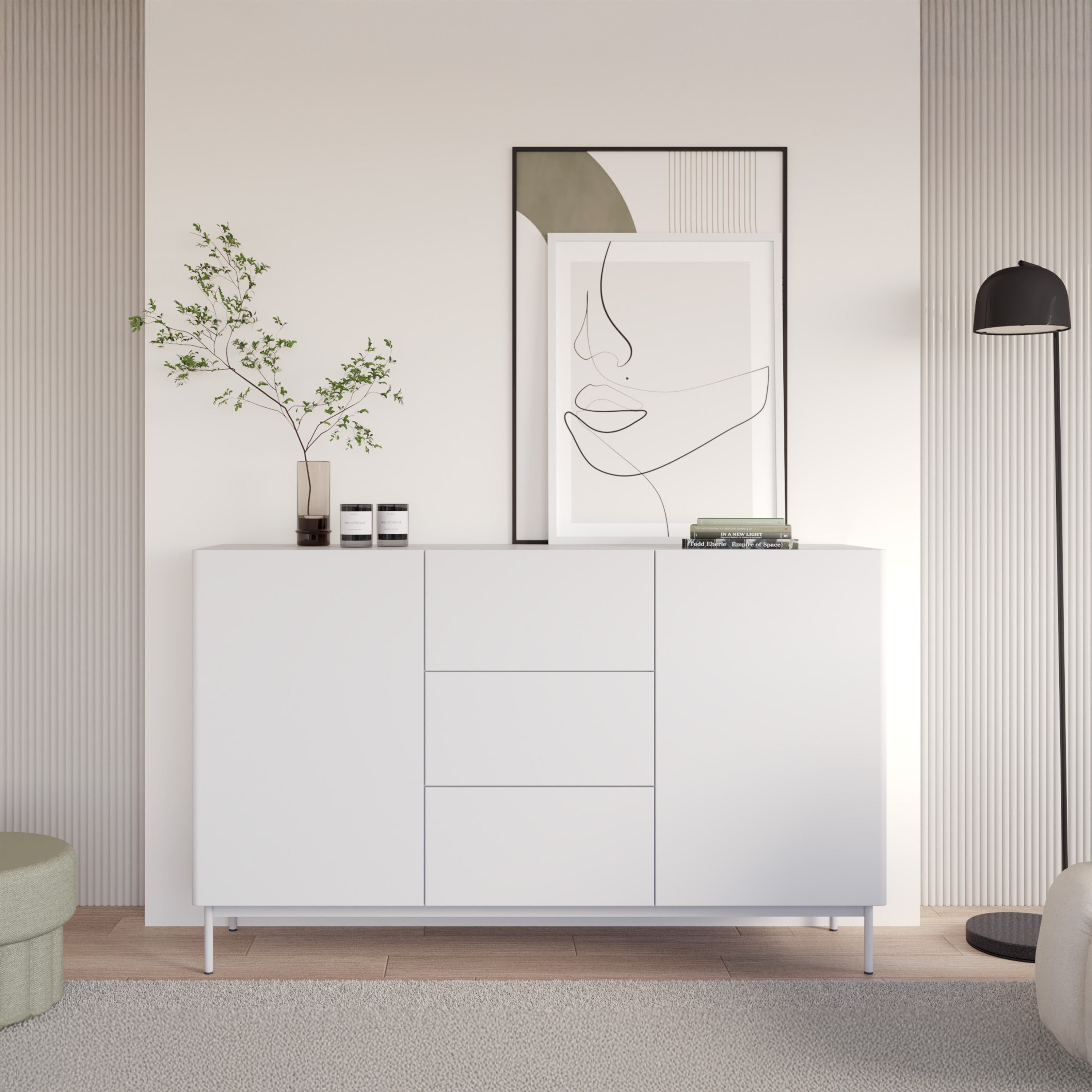 selsey-olio-zweit-rige-kommode-mit-drei-schubladen-160-cm-wei image 1