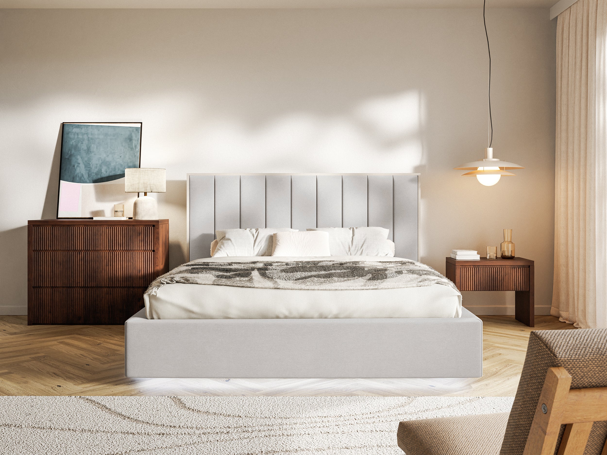 selsey-togents-polsterbett-160x200-cm-hellgrauer-velours-wasserabweisend-mit-led image 3