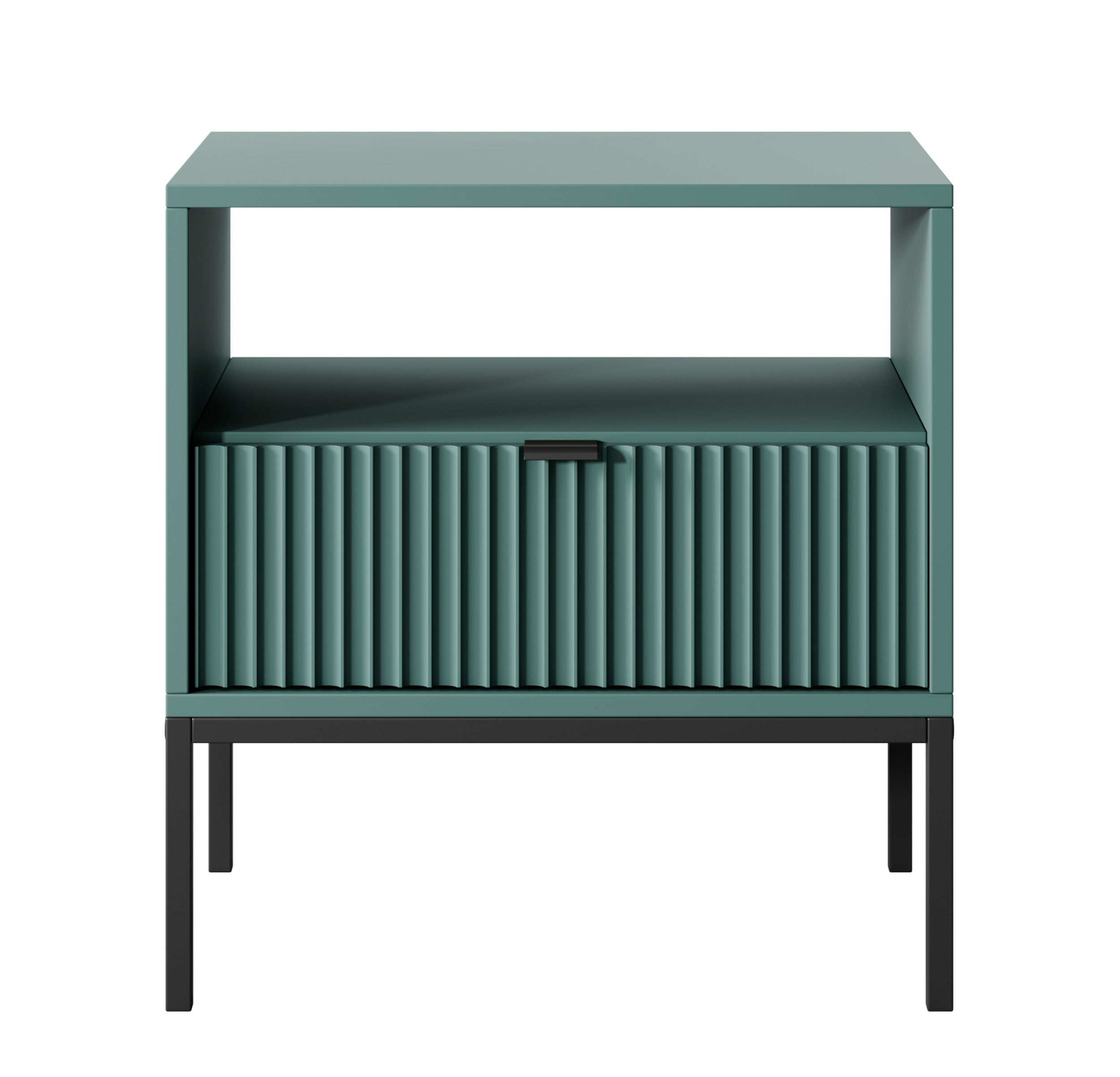 selsey-vellore-nachttisch-54-cm-gr-n-mit-geriffelter-front-schwarzen-griffen image 3