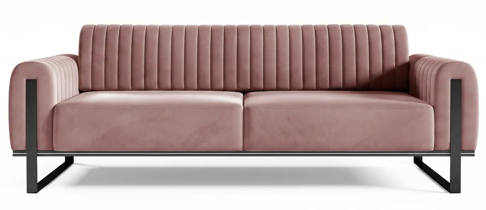 selsey-parissa-dreiersofa-rosa-samt-schwarze-beine image 1