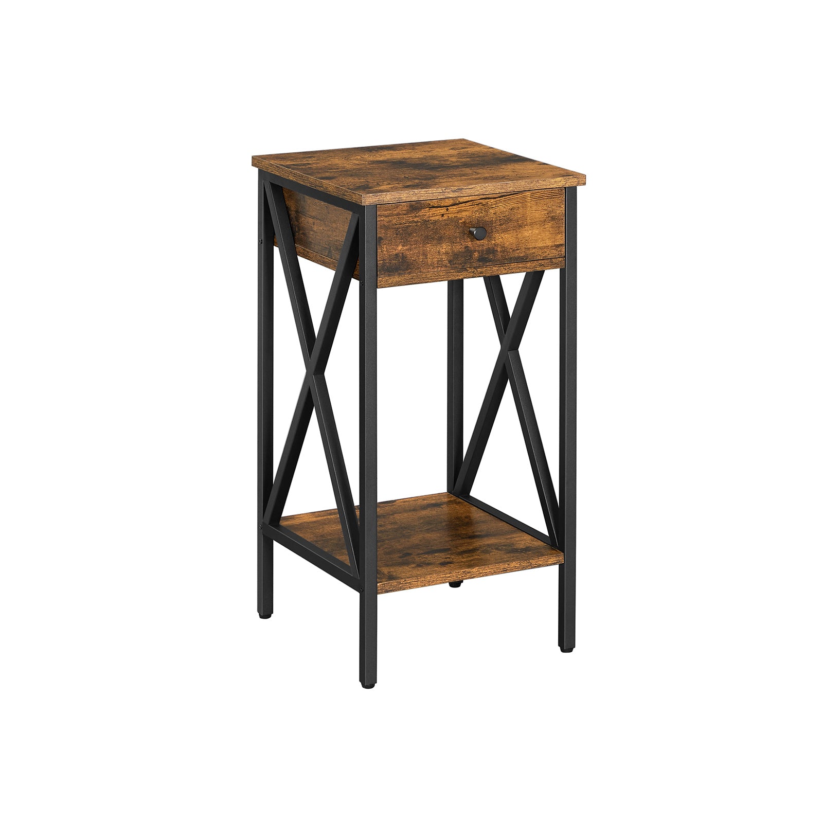 vasagle-nachttisch-mit-x-streben-35-x-35-x-70-cm-vintagebraun-schwarz image 1