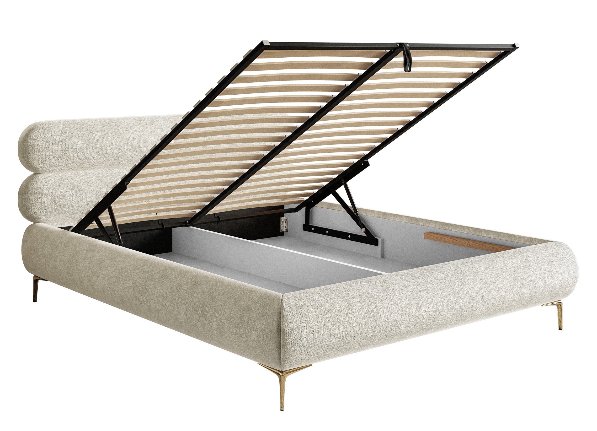 selsey-roule-polsterbett-160x200-cm-mit-stauraum-hellbeige-chenille-goldene-bein image 7