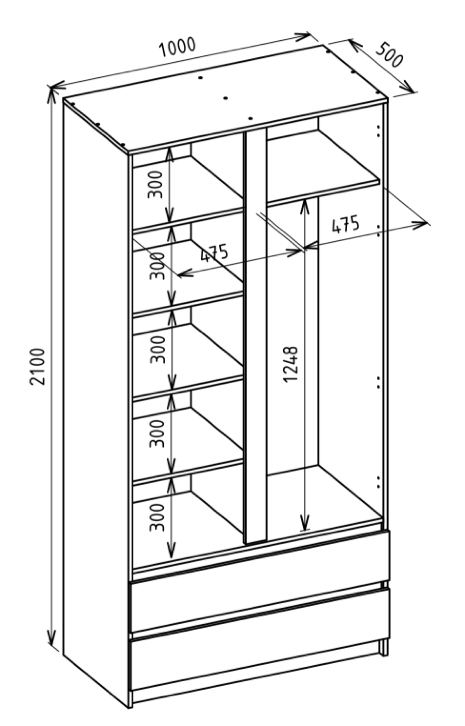 selsey-bemmi-garderobenschrank-zweit-rig-100-cm-kaschmir-mit-zwei-schubladen image 6