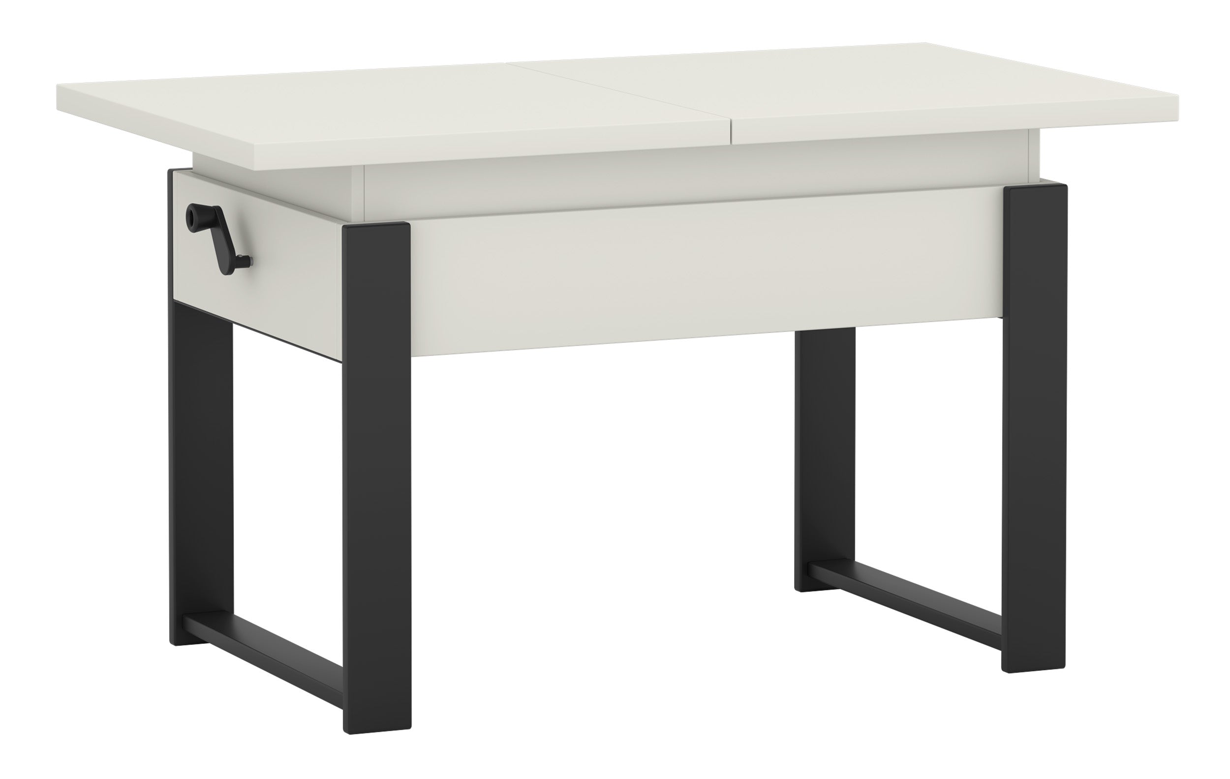 selsey-hugo-ausziehbarer-couchtisch-120-157-x67-cm-alpenwei-mit-schwarzen-beinen image 2
