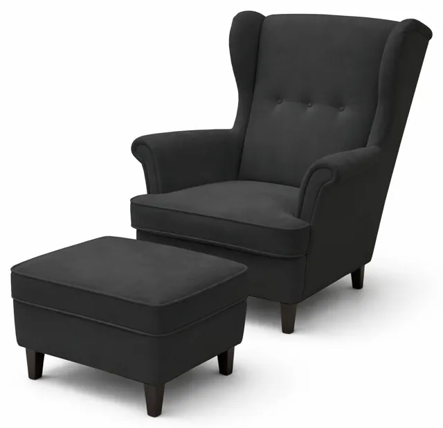 selsey-malmello-ohrensessel-mit-fu-hocker-anthrazit-velours-schwarze-beine image 1