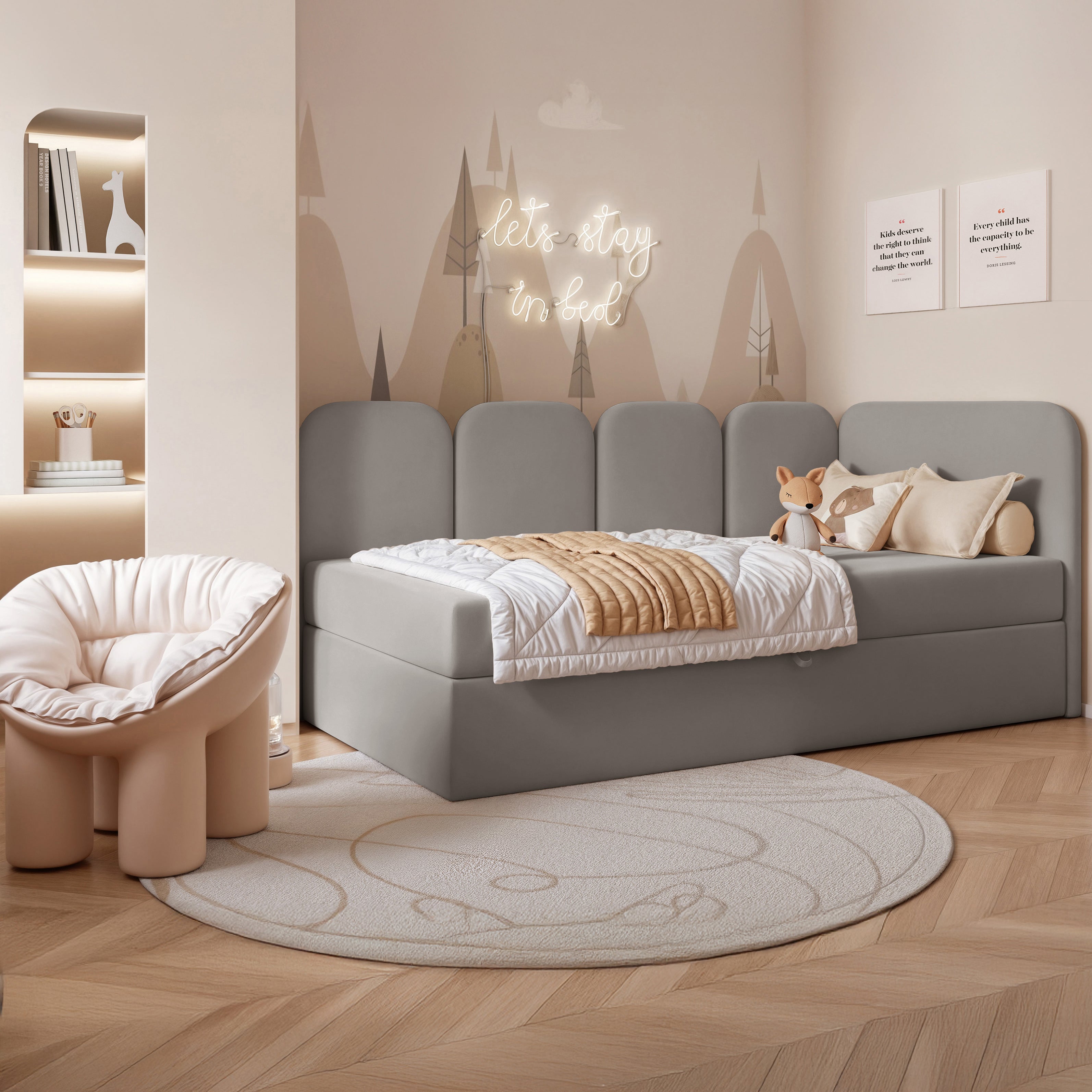 selsey-nubini-jugendbett-90x200-cm-rechtsseitig-mit-stauraum-grauer-velours-wass image 2