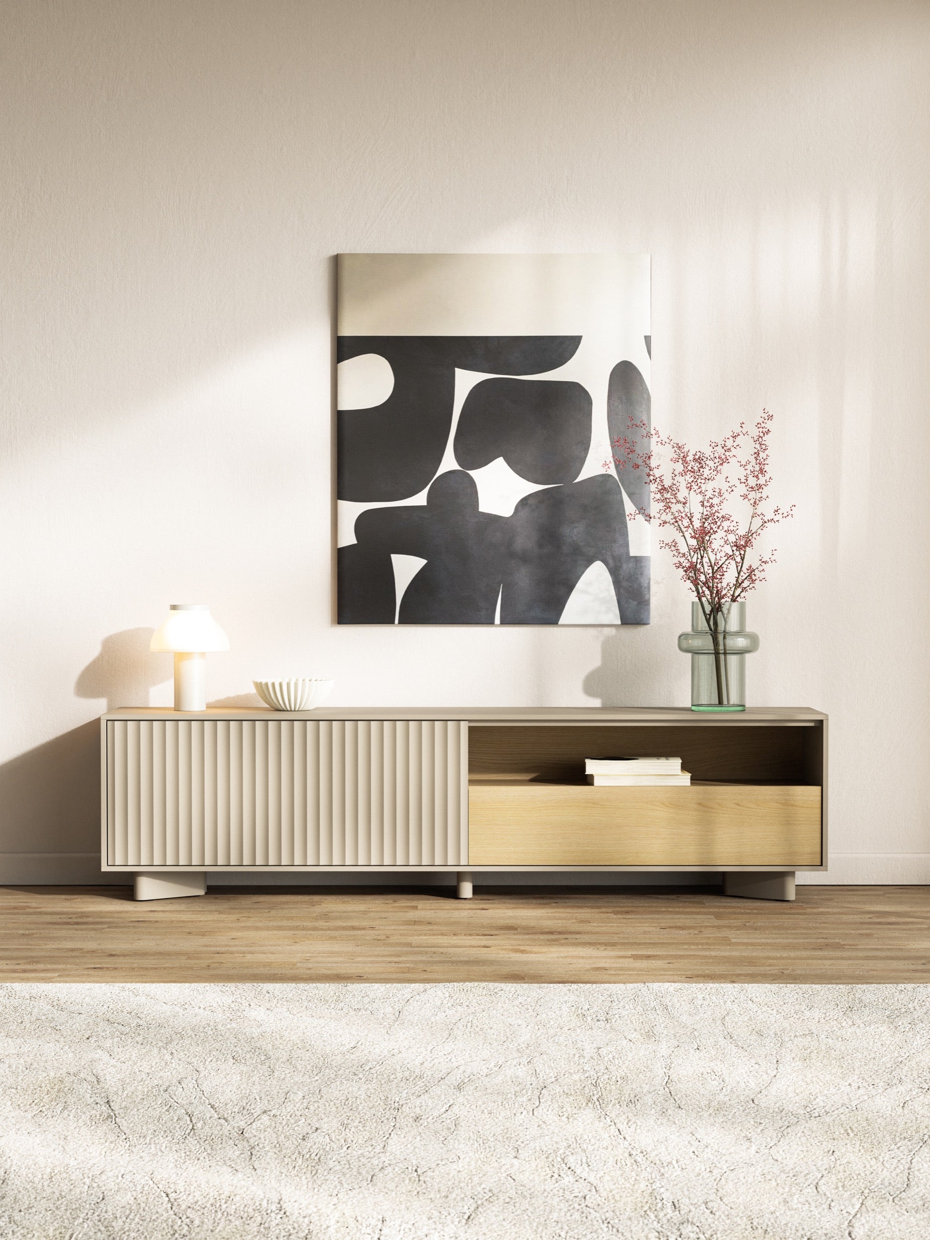 selsey-distria-tv-schrank-175-cm-mit-schublade-kaschmir-vicenza-eiche-geriffelt image 2