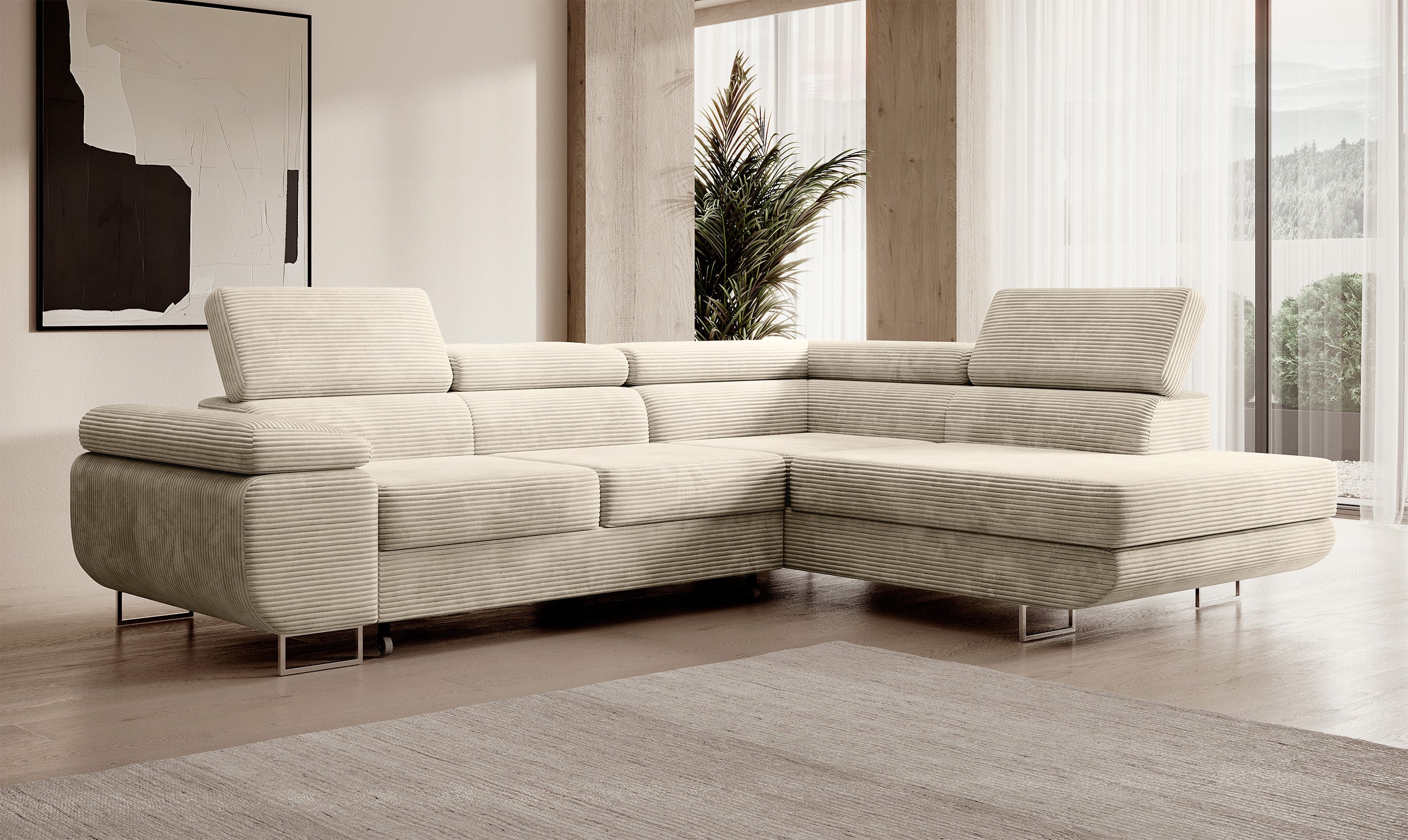 selsey-stevil-ecksofa-l-f-rmig-rechts-mit-schlaffunktion-und-stauraum-hellbeiger image 2