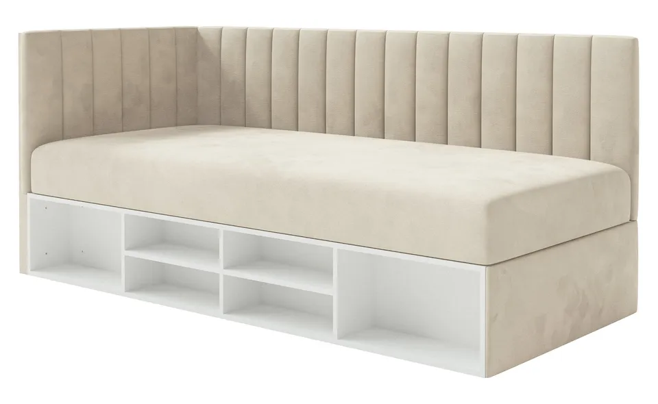 selsey-ventrio-jugendbett-90x200-cm-linksseitig-mit-stauraum-hellbeiger-velours image 1