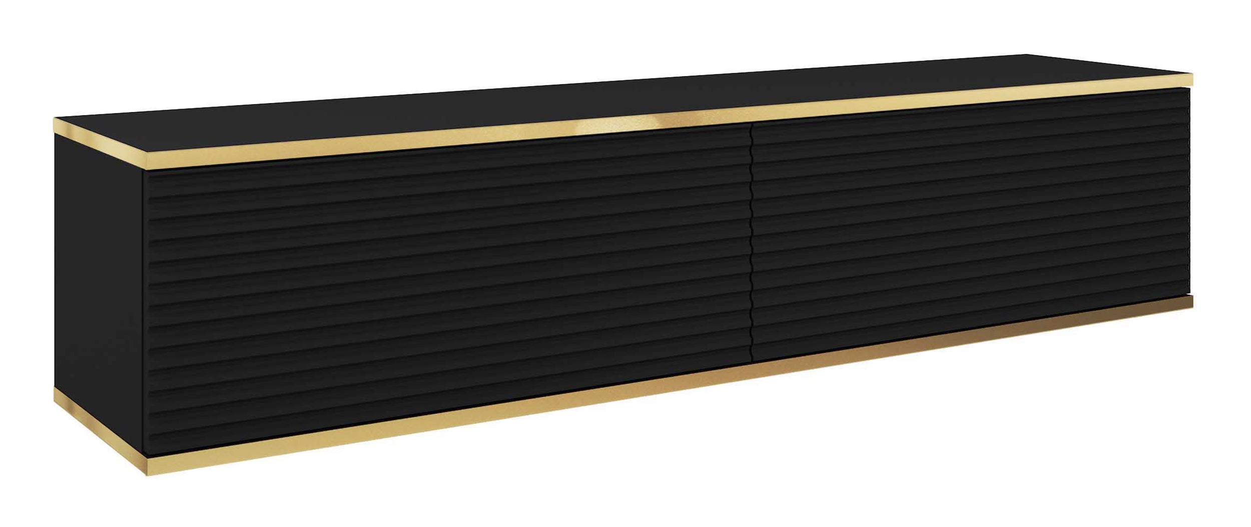 selsey-mucalma-tv-schrank-135-cm-schwarz-mit-goldenen-lamellen-akzenten image 1