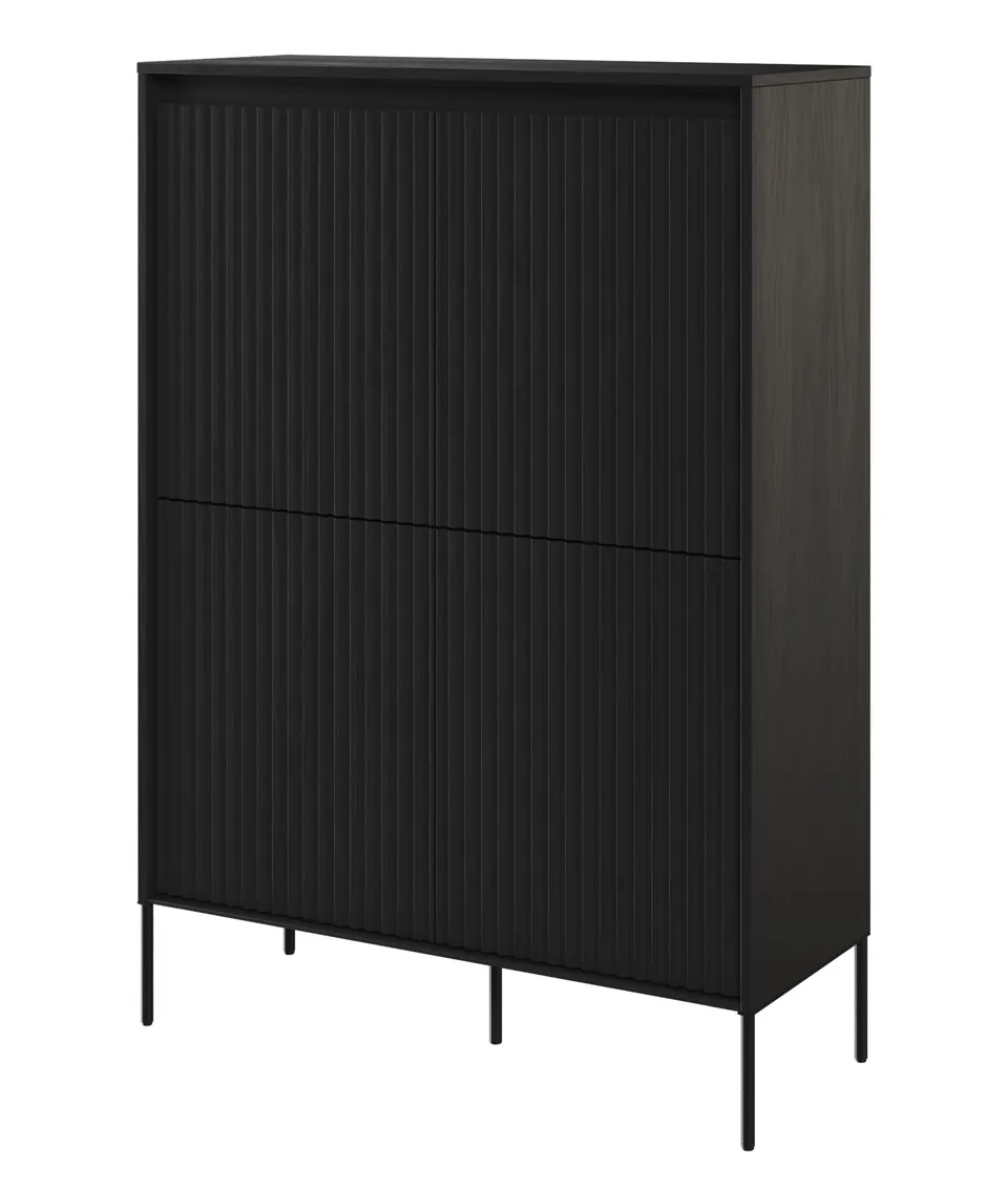 selsey-trend-hohe-kommode-98-cm-viert-rig-mit-led-schwarz image 1