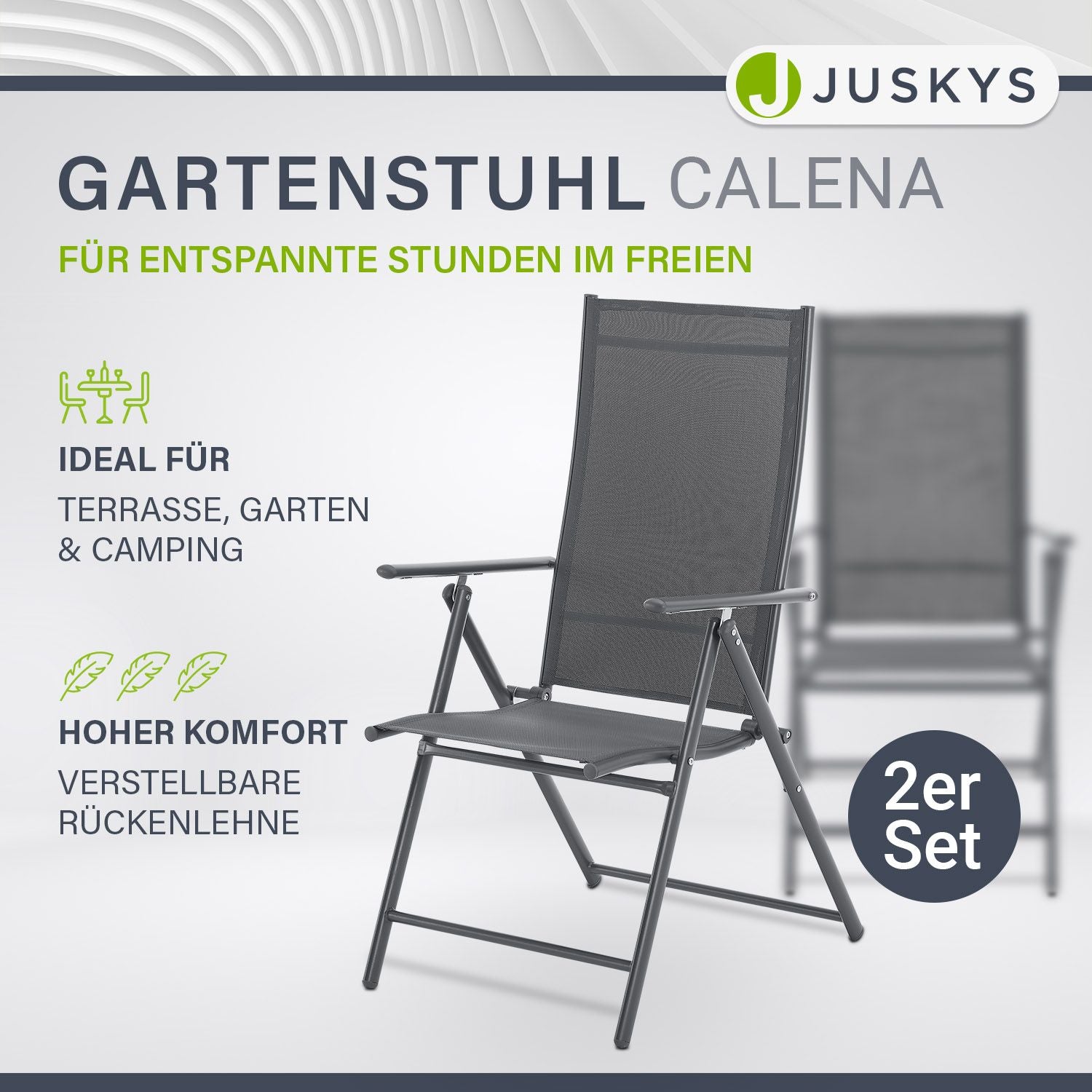juskys-calena-gartenstuhl-klappbar-anthrazit-7-fach-verstellbar image 2