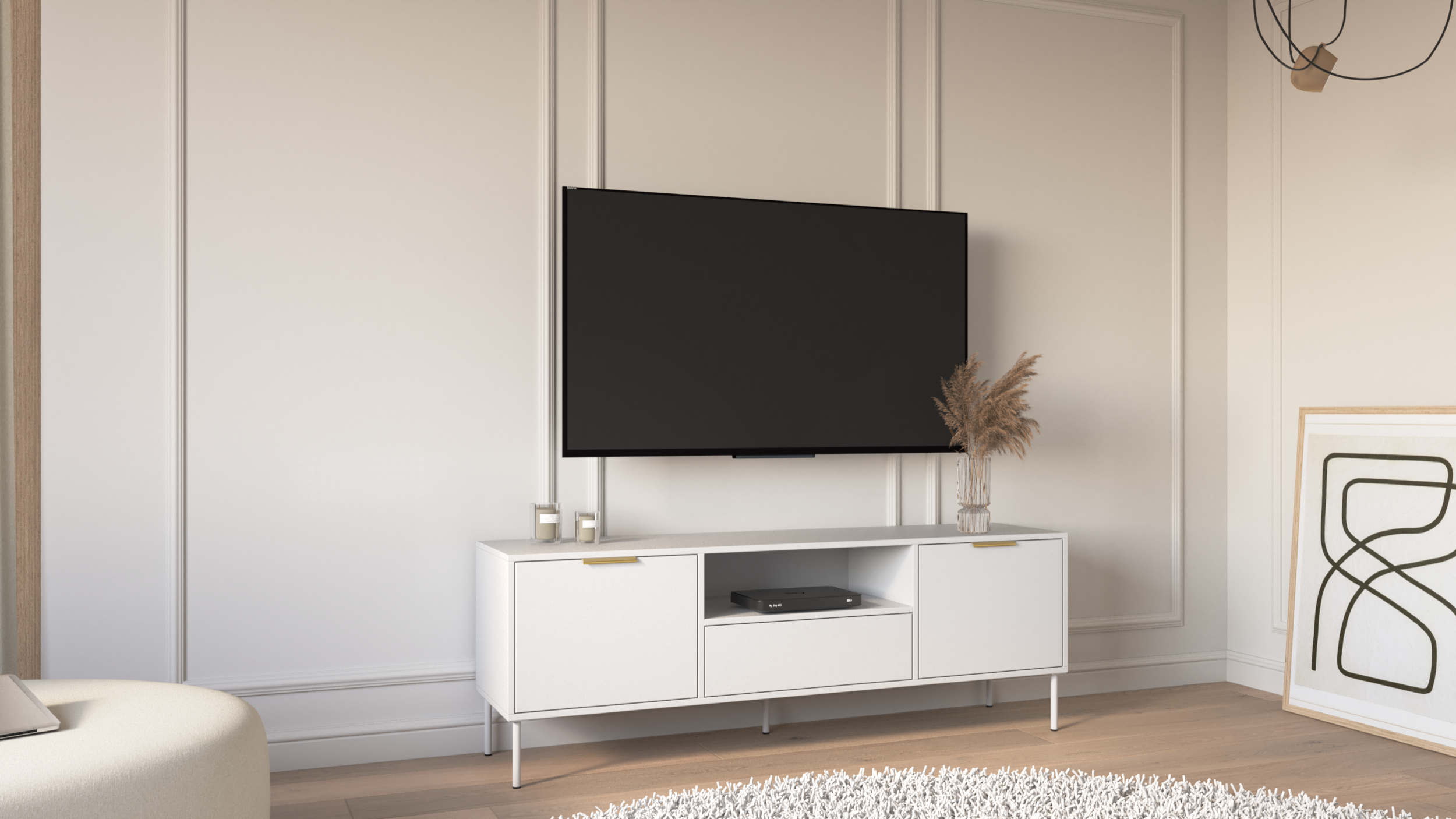 selsey-vena-tv-schrank-160-cm-zweit-rig-mit-schublade-wei image 4