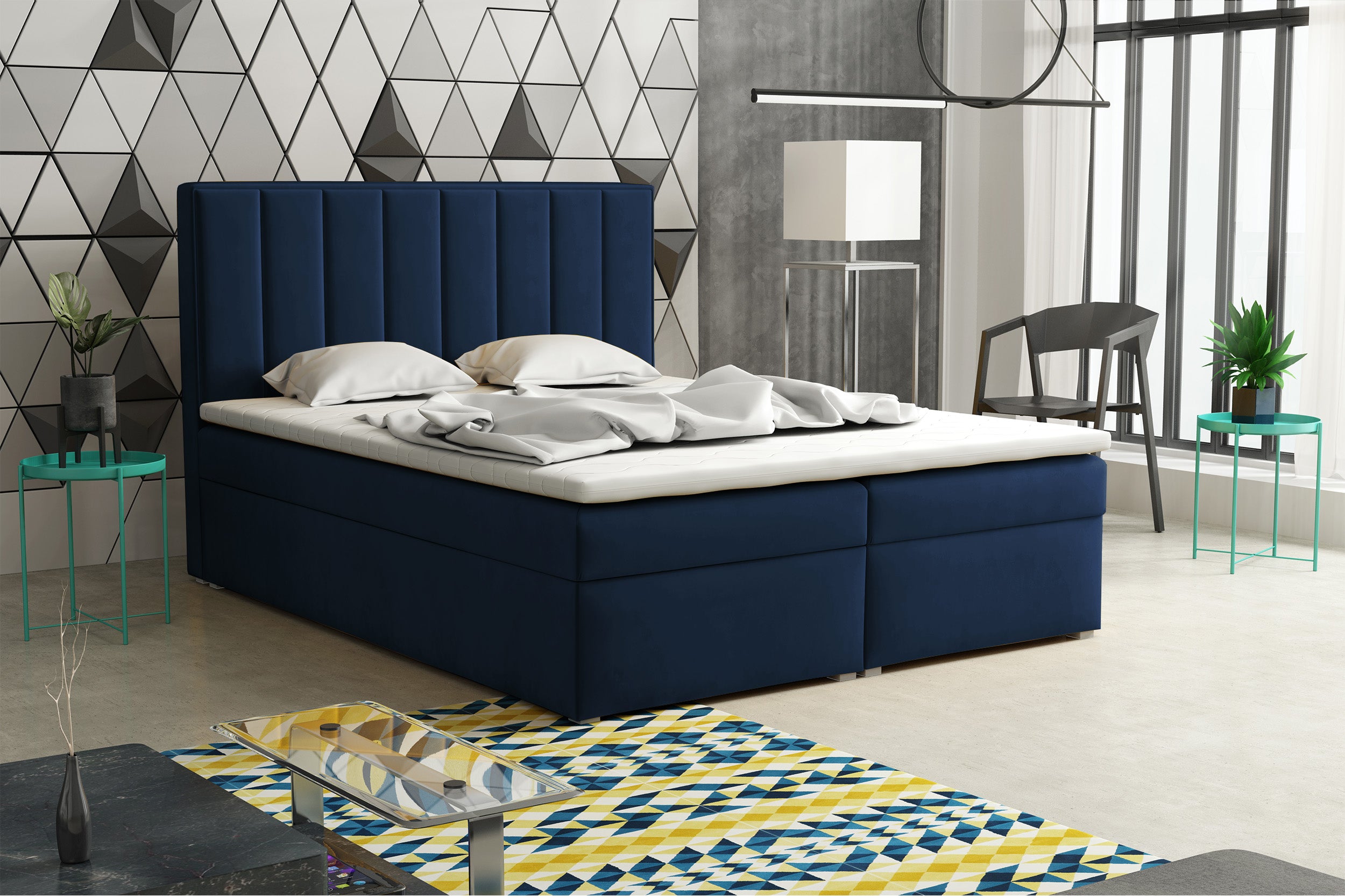 selsey-kontinentalbett-rinus-160x200-cm-mit-stauraum-und-topper-dunkelblauer-sam image 2