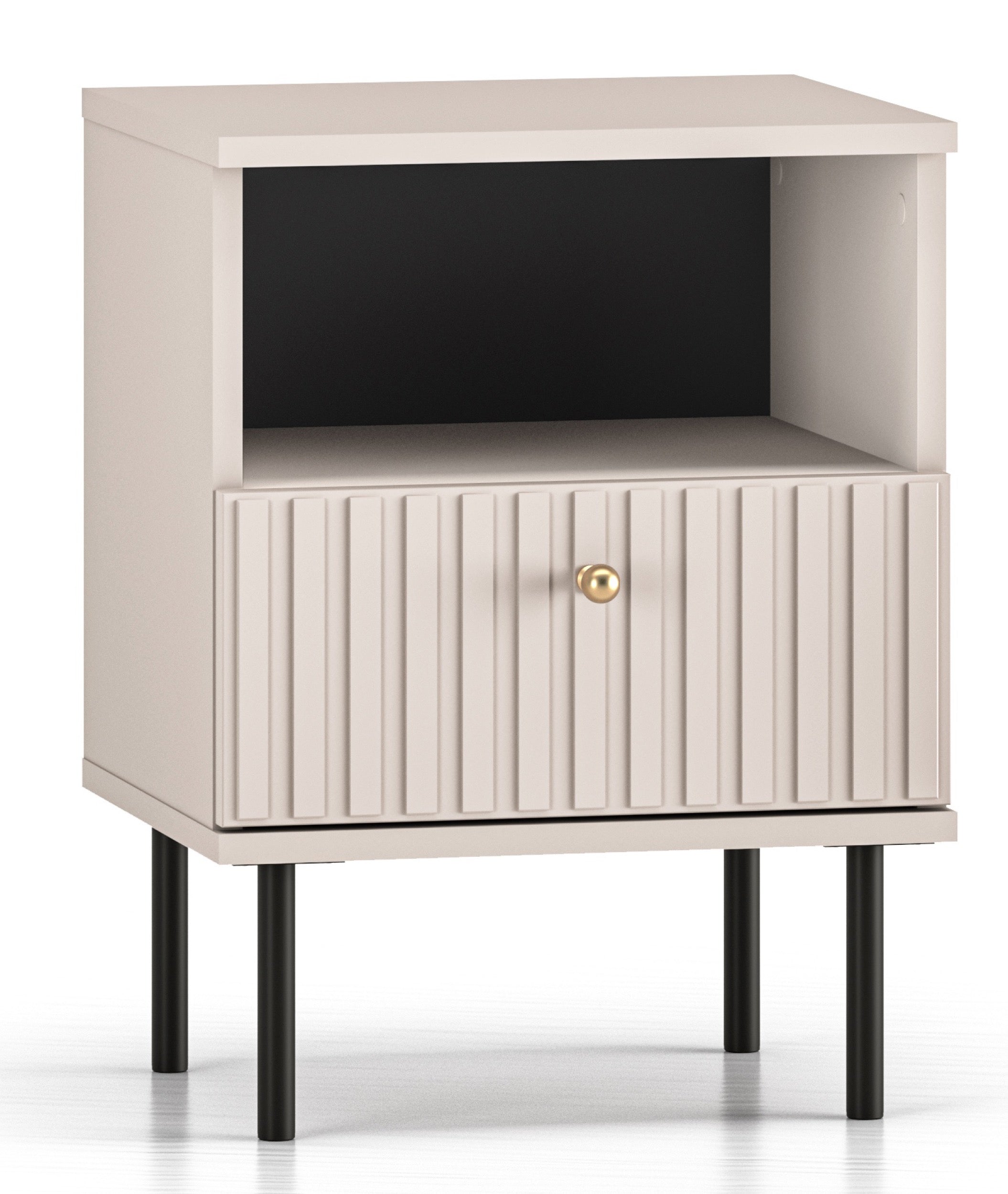 selsey-caletto-nachttisch-40-cm-mit-schublade-beige-lamellen-goldgriff image 1