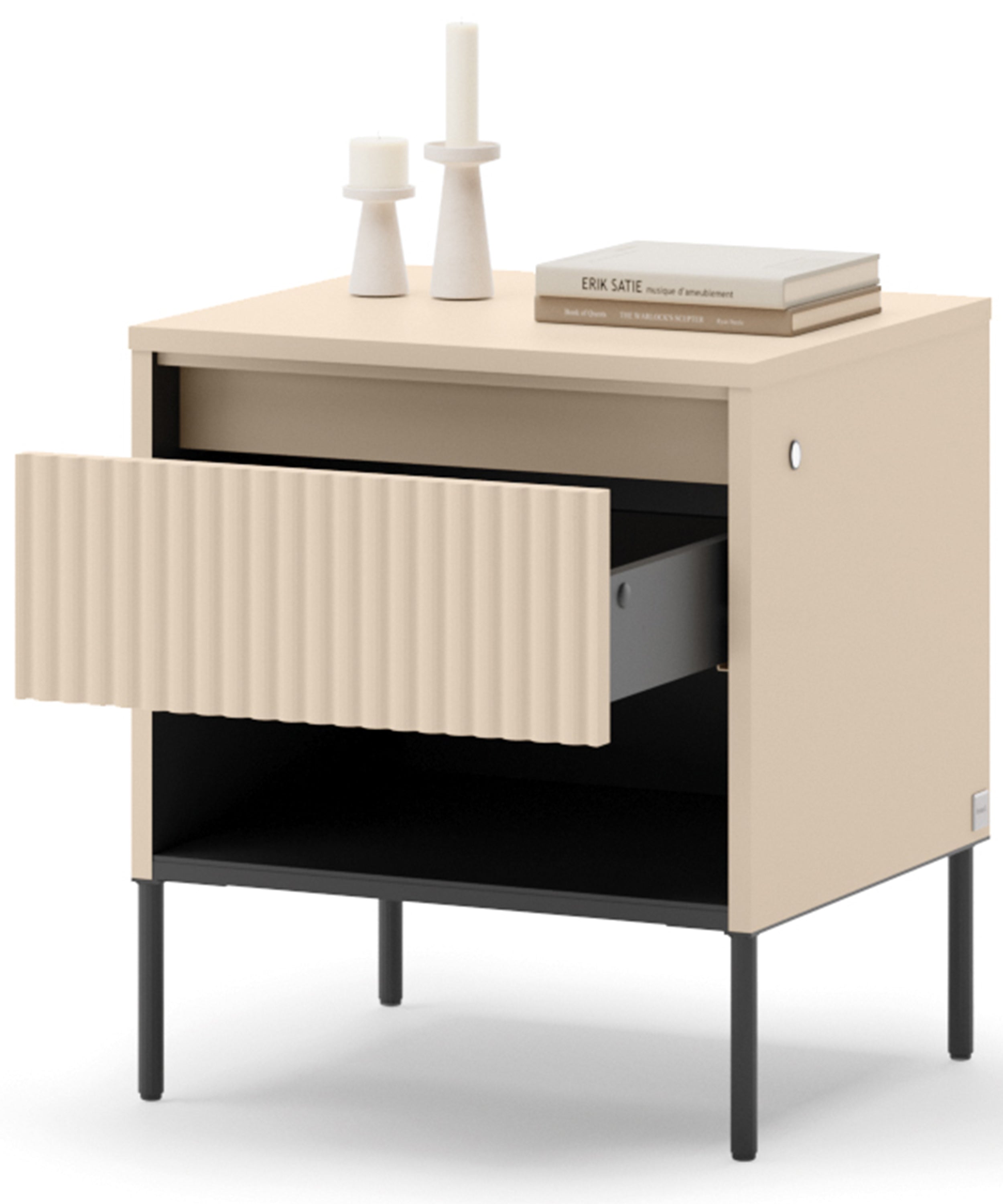selsey-trend-nachttisch-46-cm-sandbeige-schwarz-gerillt-mit-schublade-beleuchtun image 6