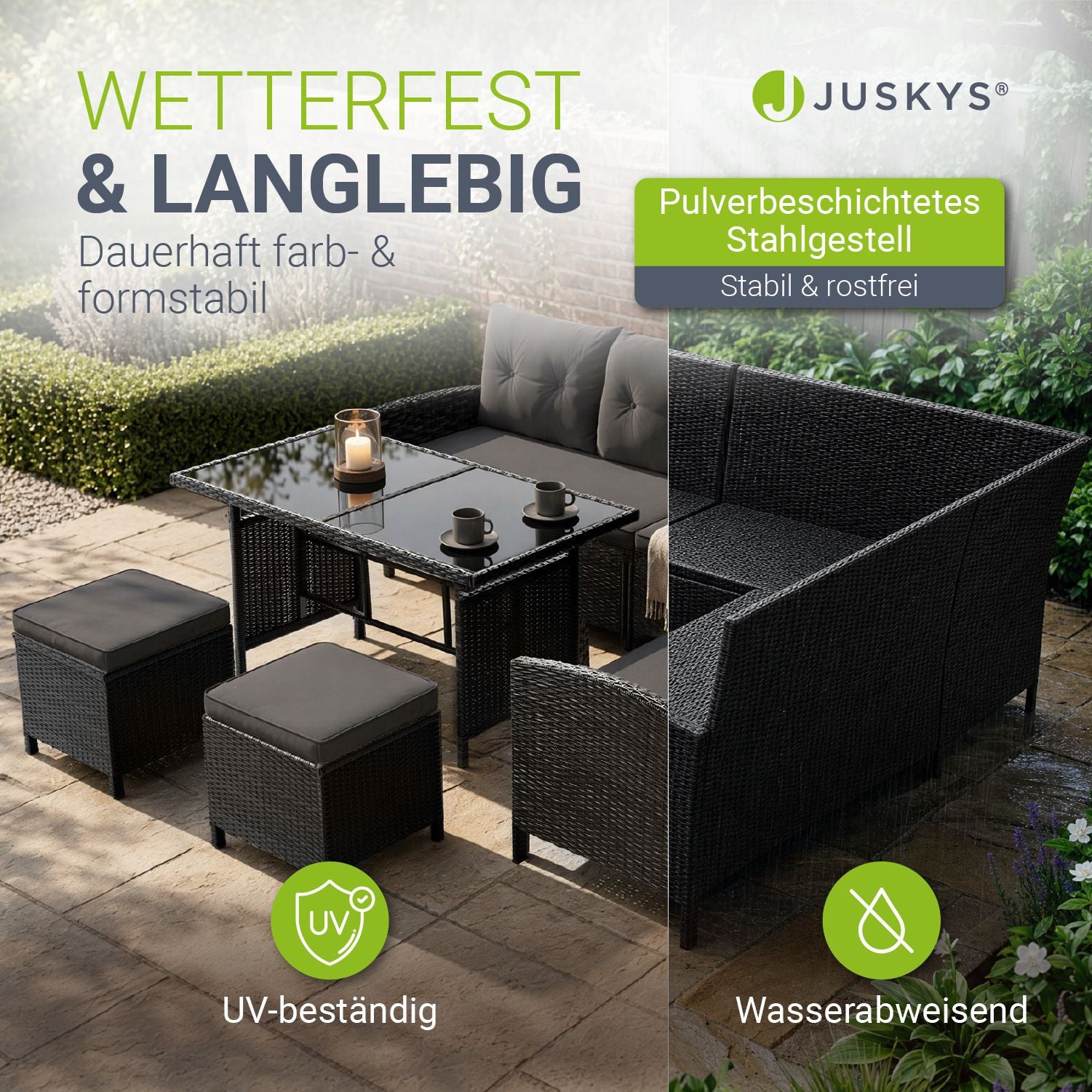 juskys-rattan-lounge-manacor-polyrattan-lounge-set-mit-sofa-tisch-2-hocker-schwa image 2