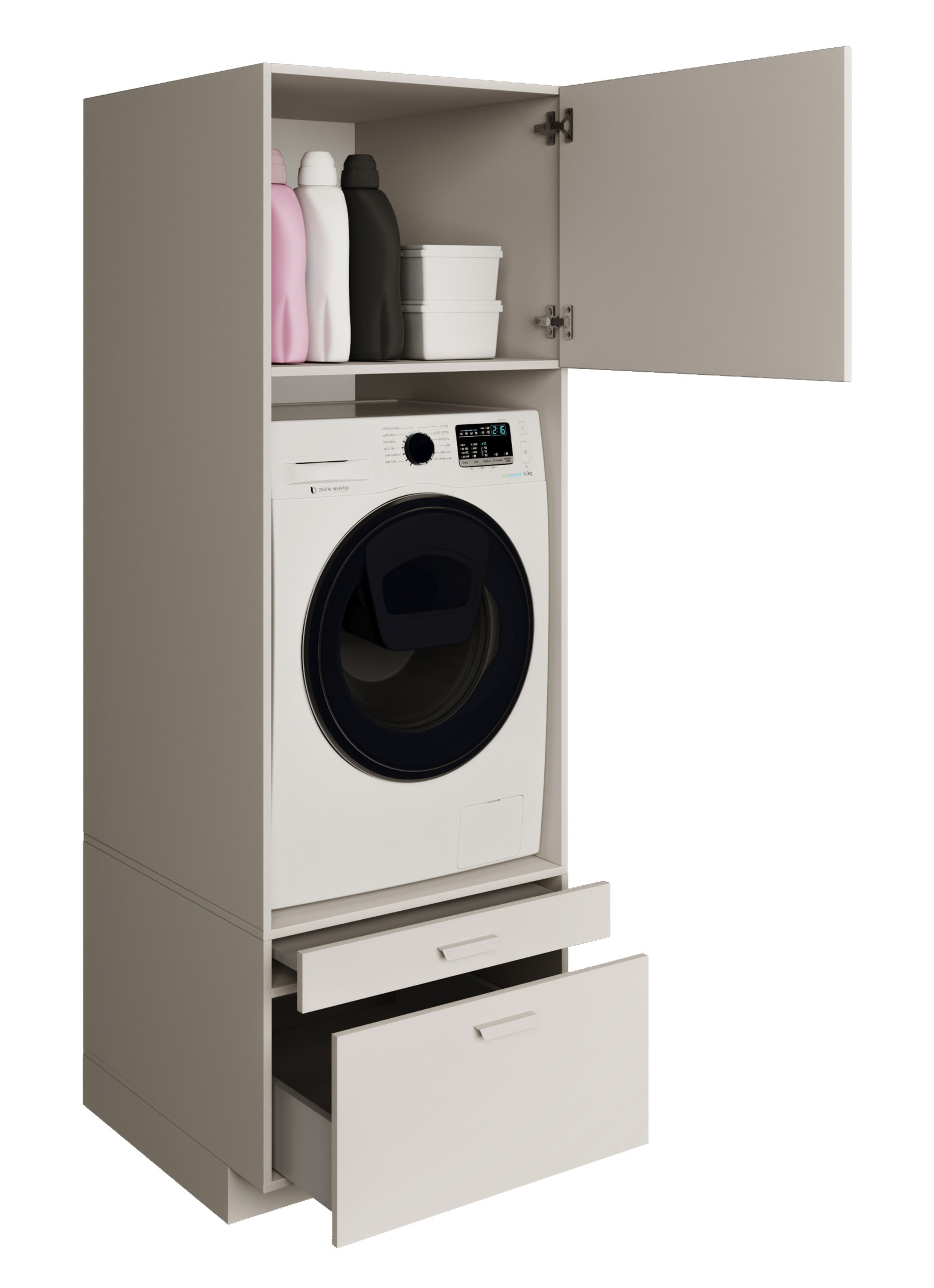 selsey-holv-waschmaschinenschrank-68-cm-kaschmir-mit-schublade-und-regal image 2
