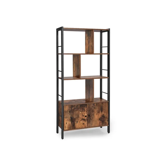 vasagle-b-cherregal-mit-4-ebenen-standregal-industrie-design-vintagebraun-schwar image 1