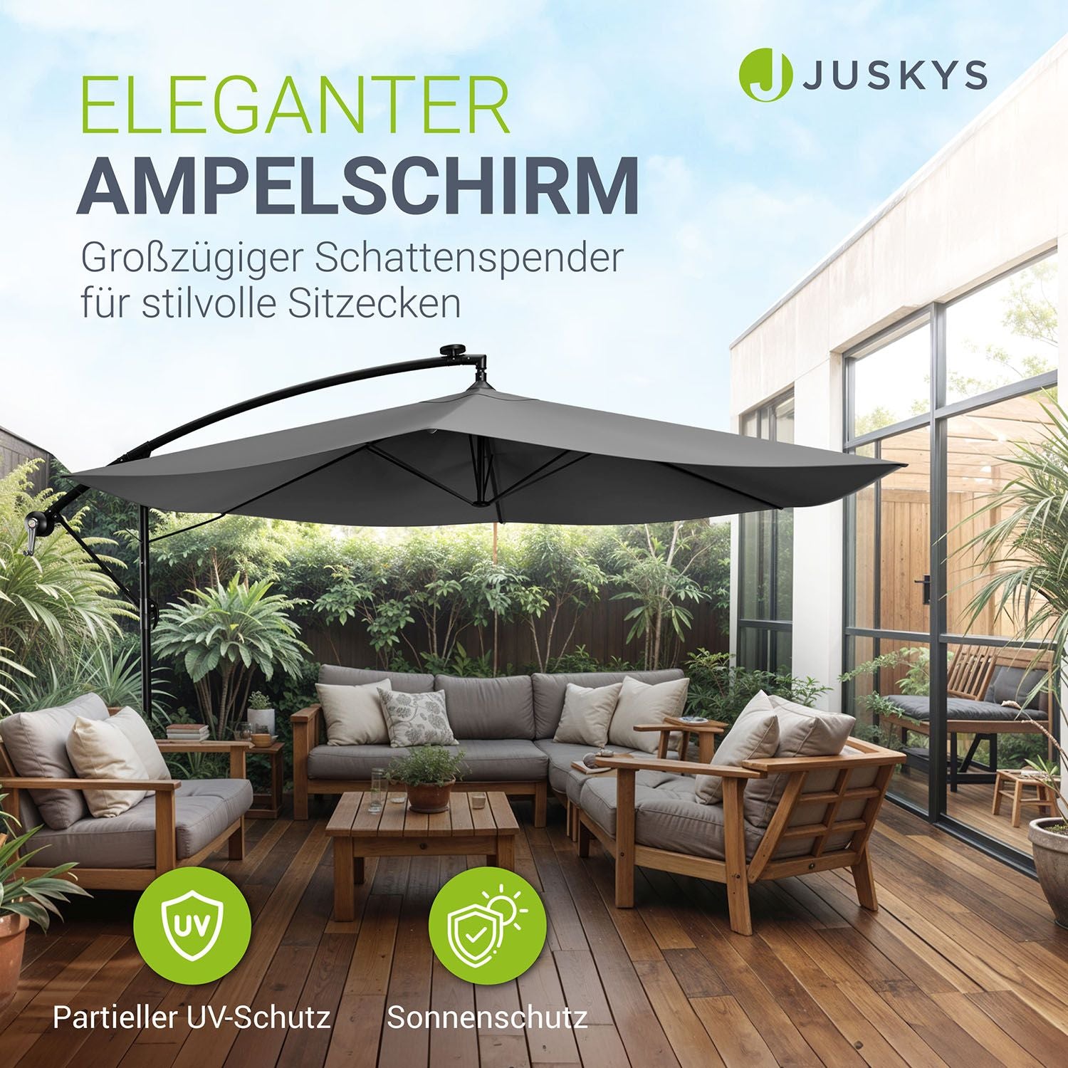 juskys-ampelschirm-brazil-3-m-grau-mit-st-nder-kurbel-und-h-lle image 2