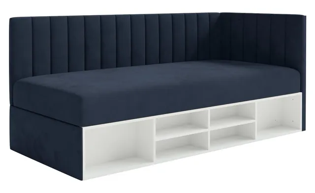 selsey-ventrio-jugendbett-90x200-cm-rechtsseitig-mit-stauraum-marineblauer-velou image 1