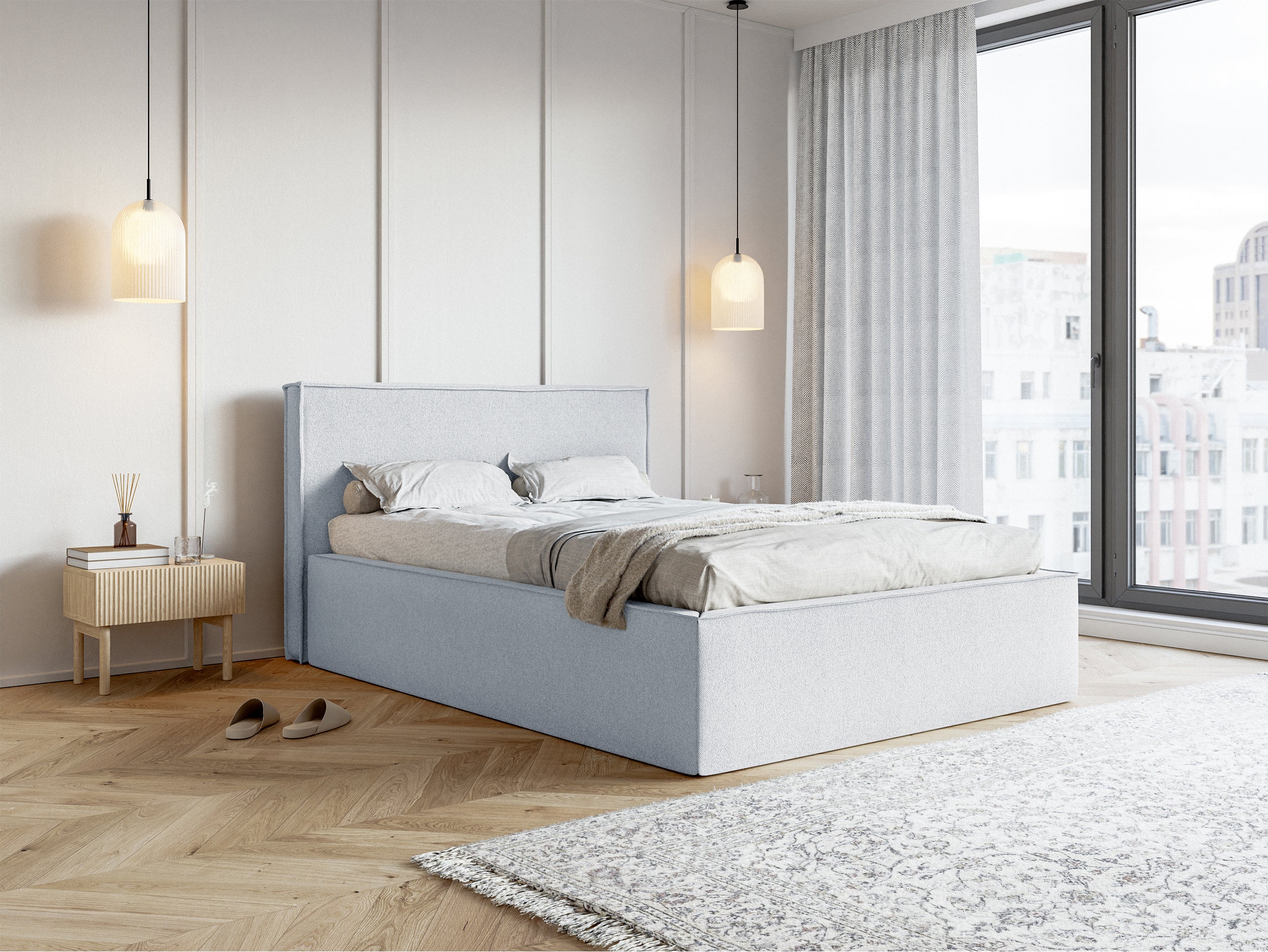 selsey-lucera-polsterbett-140x200-cm-mit-stauraum-hellgrauer-chenillestoff image 3