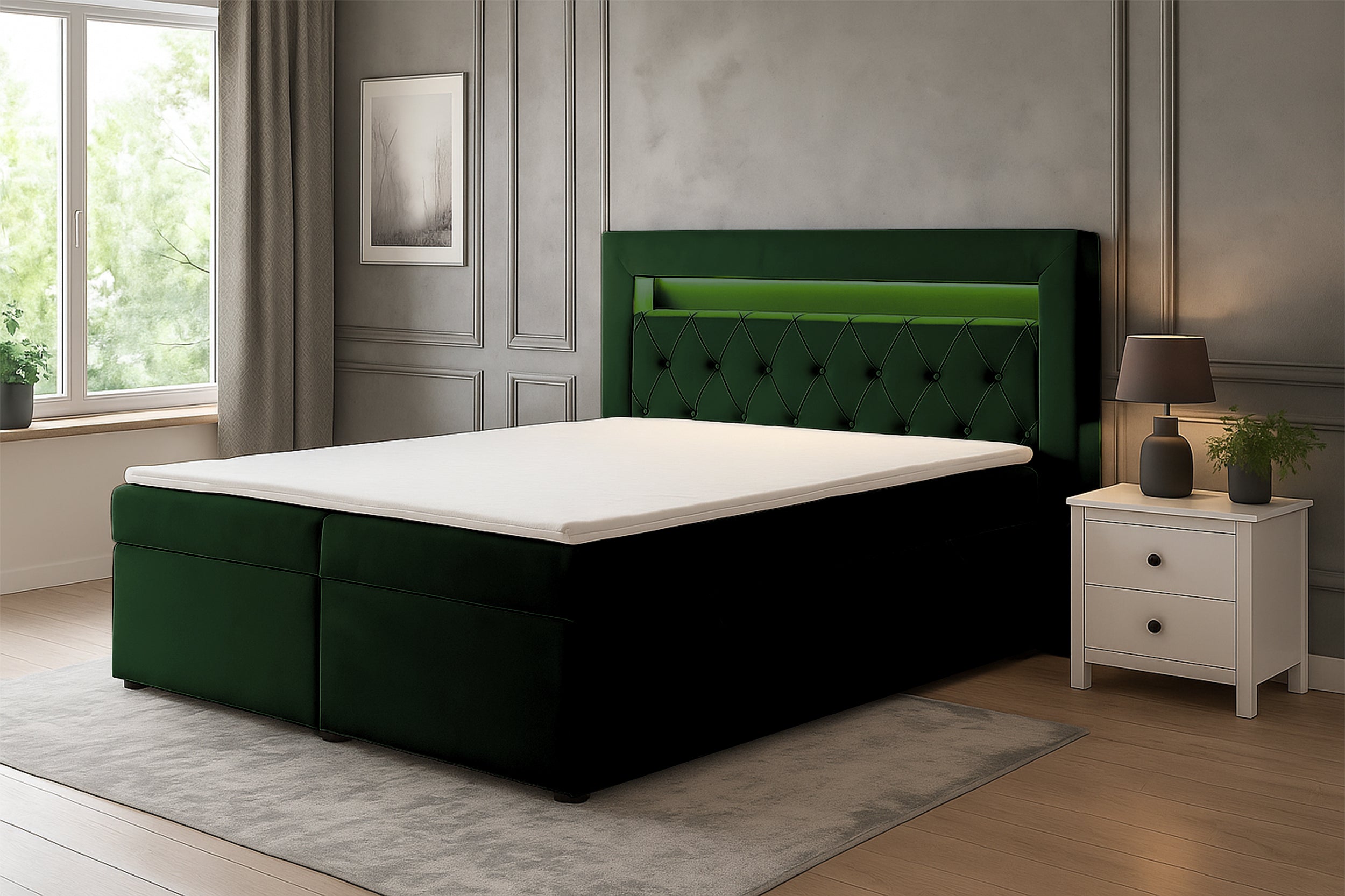 selsey-goldess-kontinentalbett-140x200-cm-mit-stauraum-und-led-samt-flaschengr-n image 2