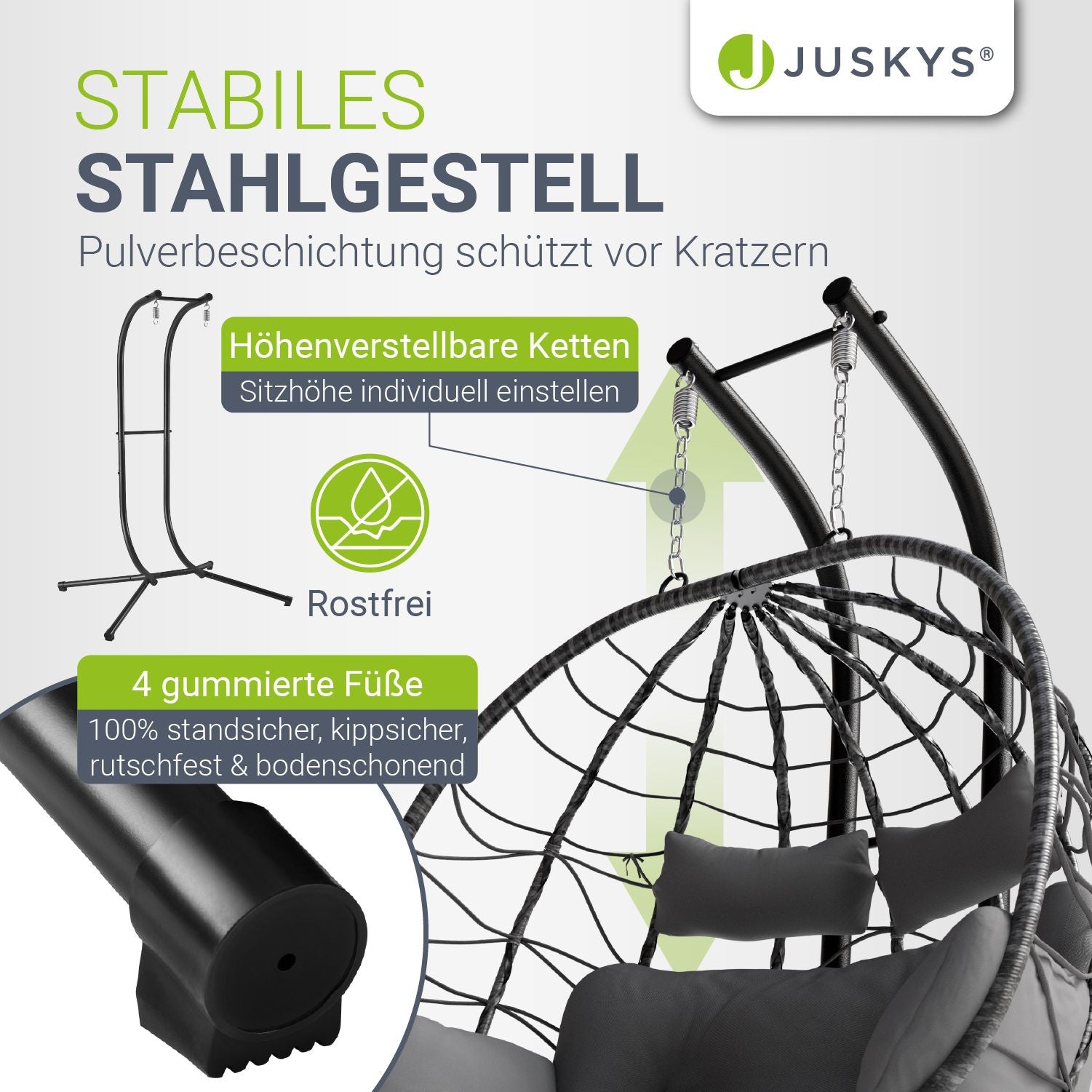 juskys-aria-polyrattan-doppelh-ngesessel-xxl-in-grau-mit-gestell image 2