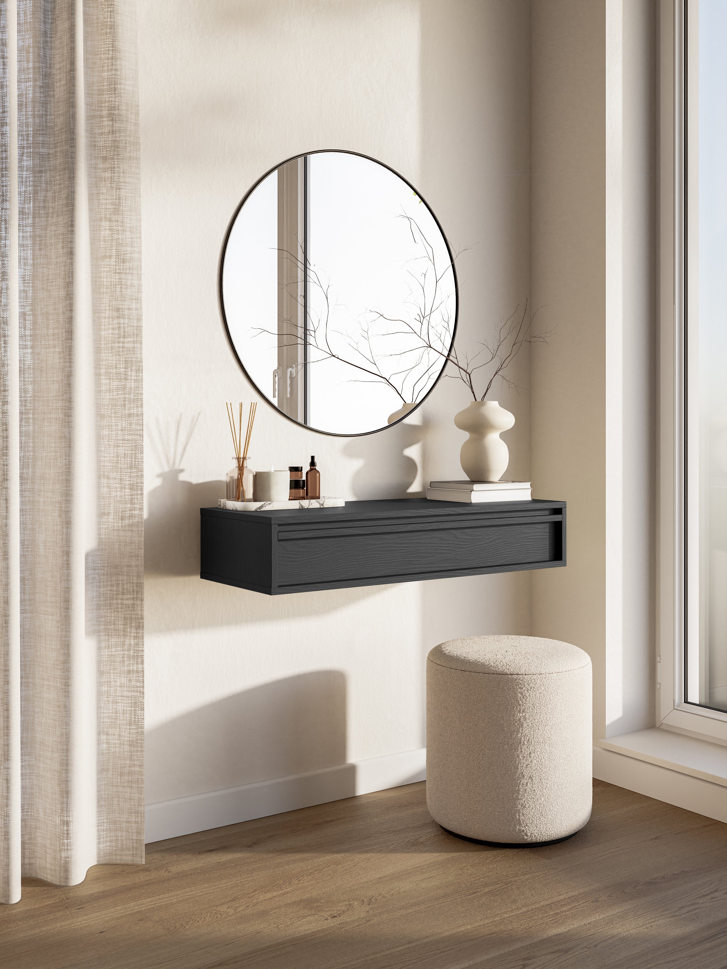 selsey-evo-konsole-90-cm-mit-h-ngeschublade-schwarz image 2